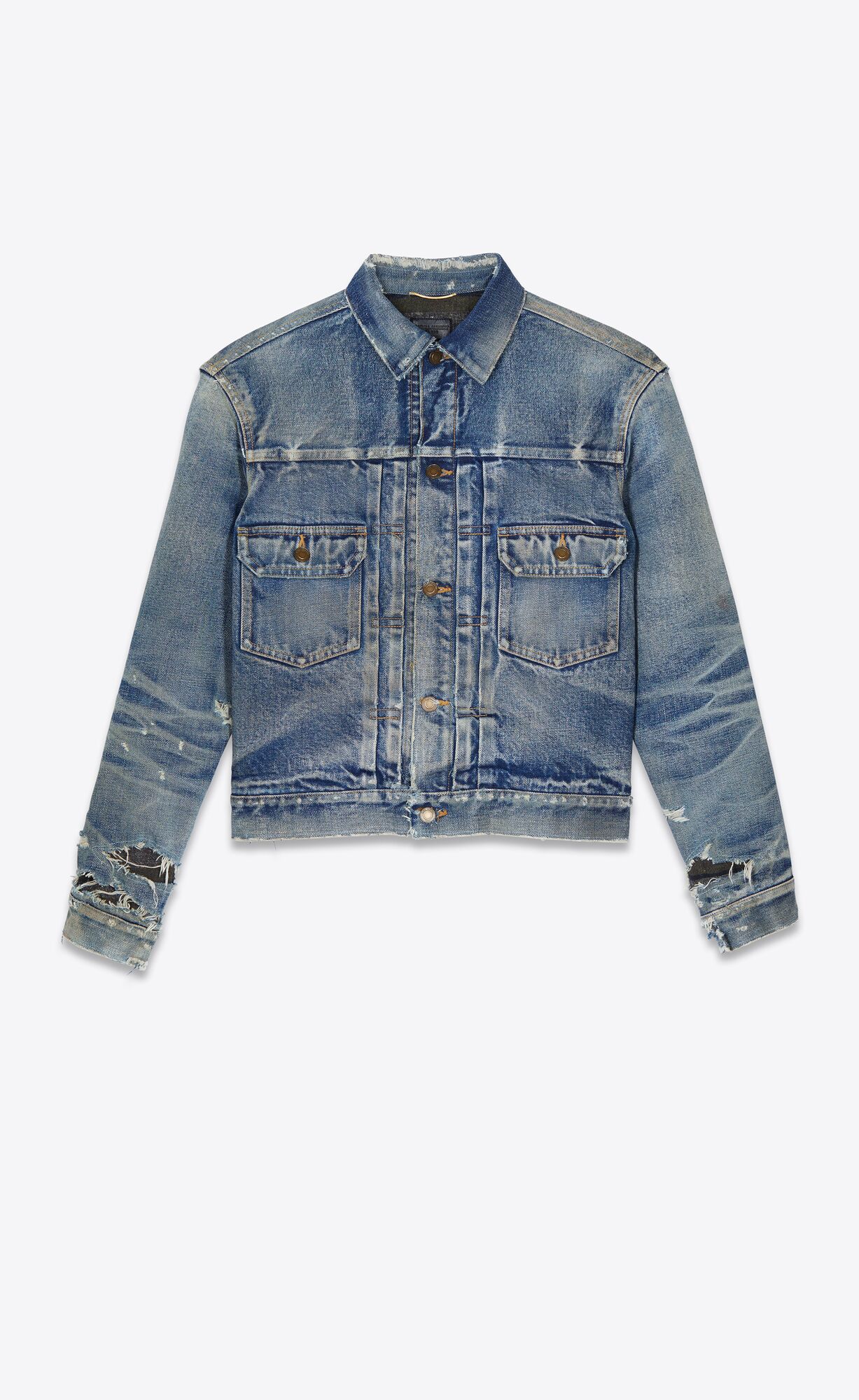 YSL Destroyed Jacket Blau | 80241-NTSO