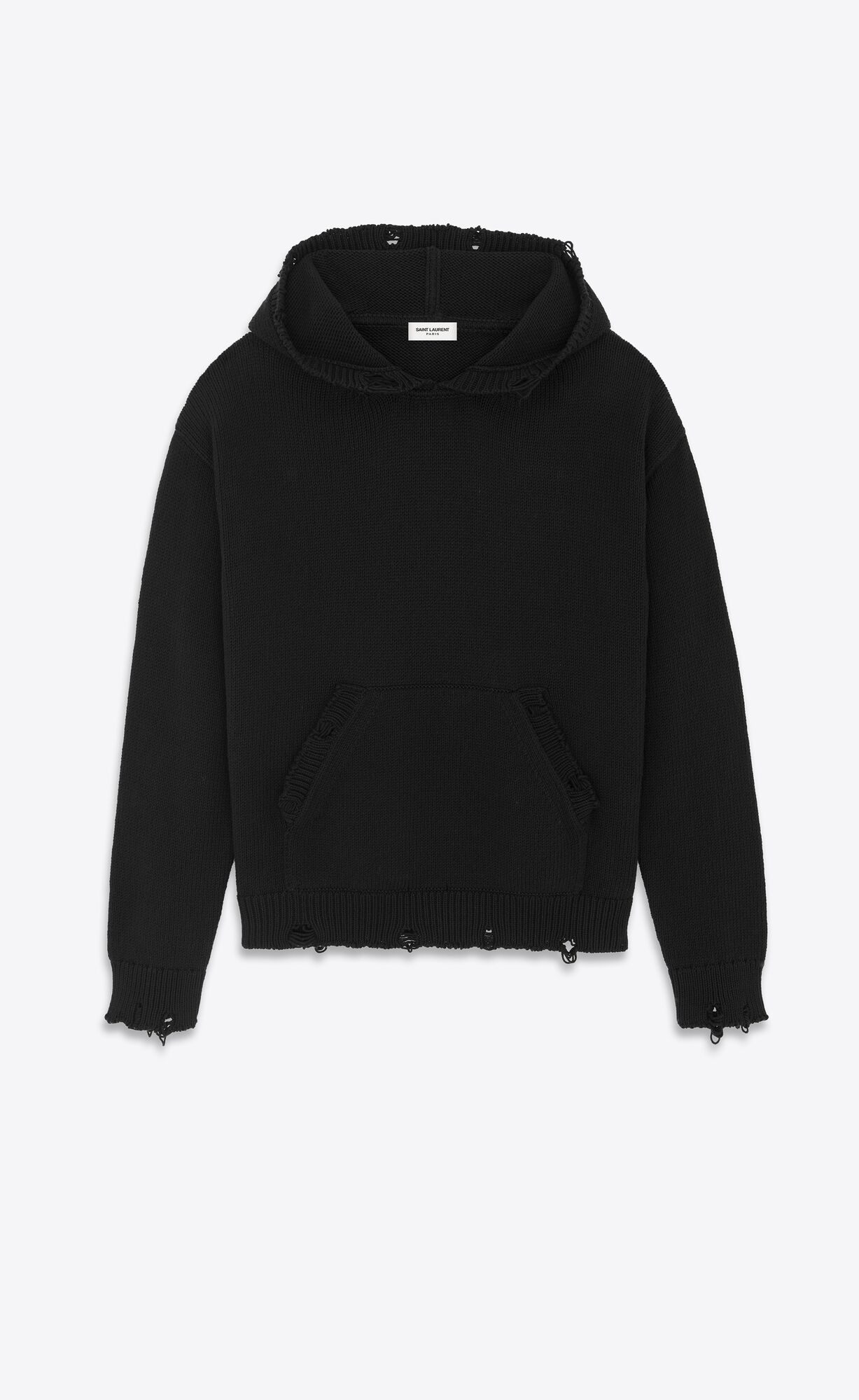 YSL Distressed Hoodie In Baumwoll Noir | 48716-UBAS