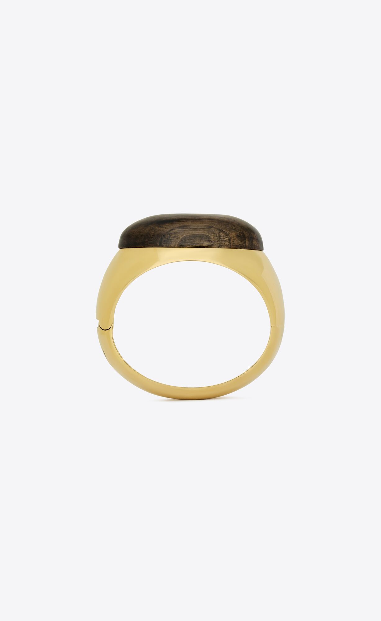 YSL Dome Bangle In Metal And Wood Braun Gold | 26748-HAFQ