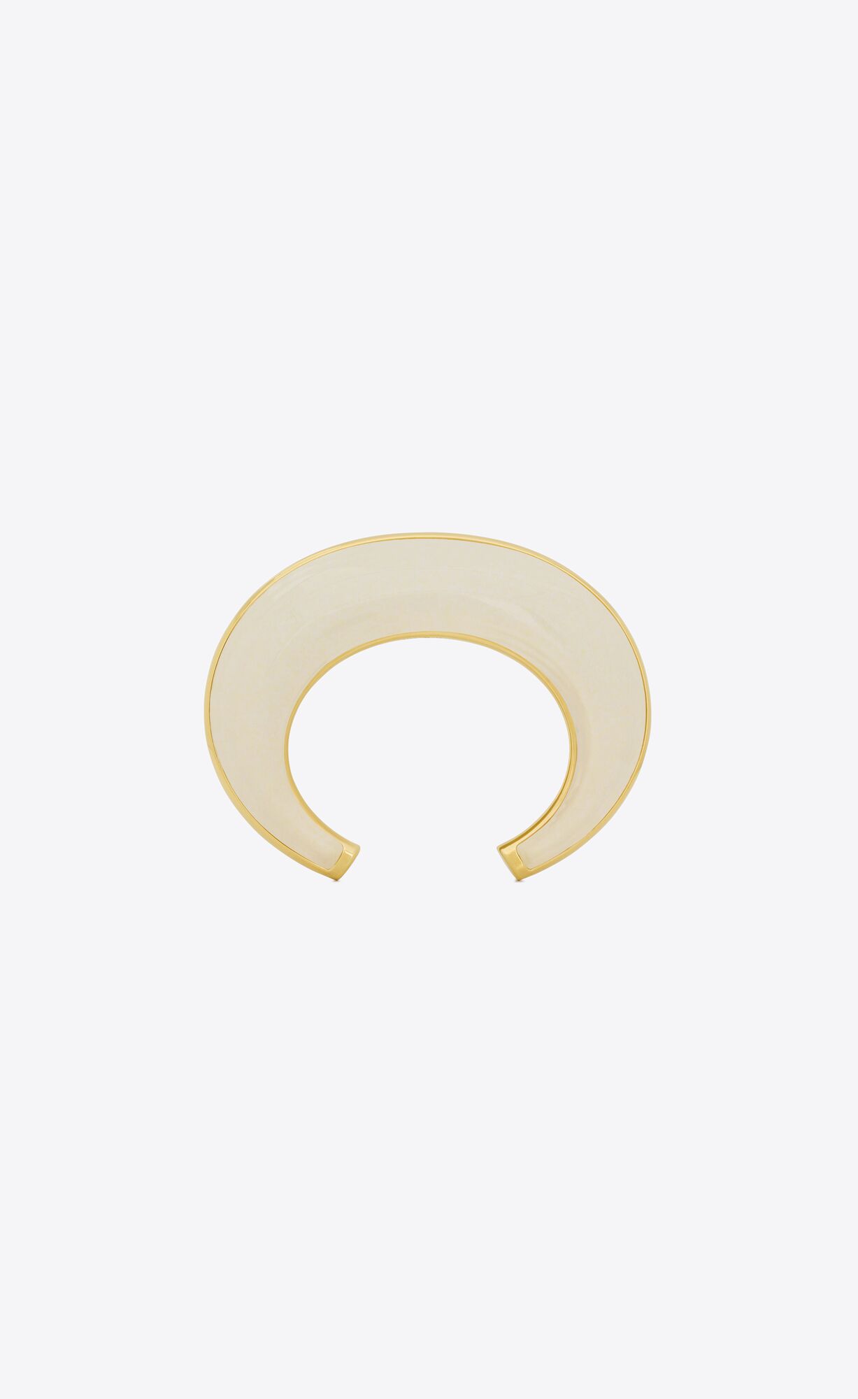 YSL Dome Cuff Bracelet In Metal Gold Weiß | 69735-SFWP