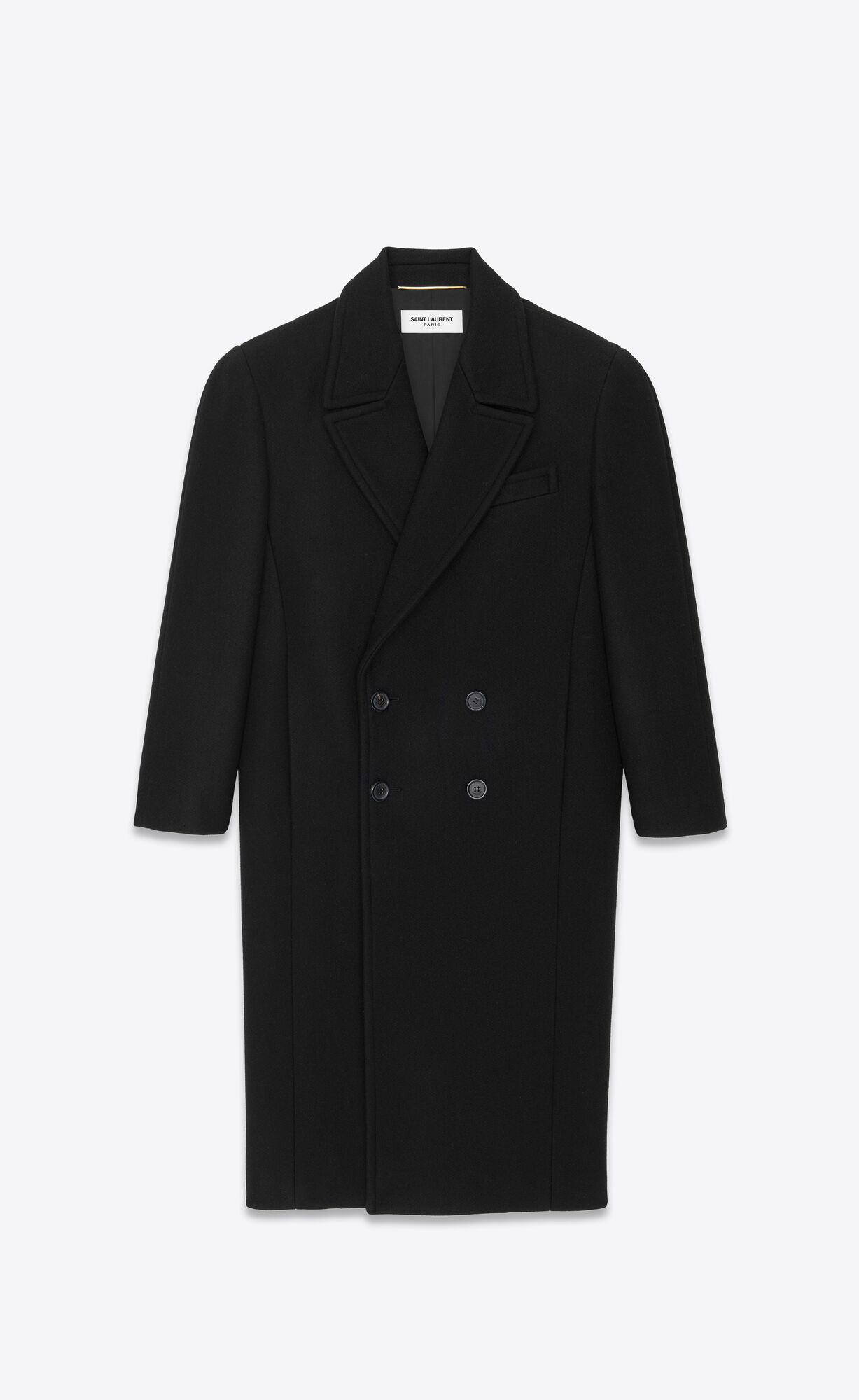 YSL Double-breasted Coat In Cashmere Noir | 85203-GZVF