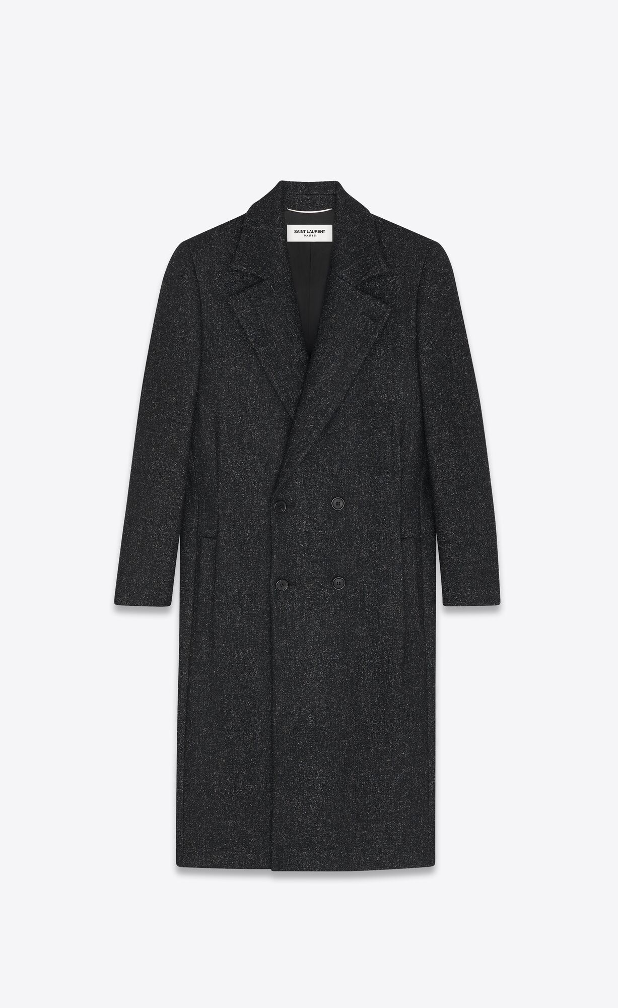 YSL Double-breasted Coat In Wolle Noir Gris | 06358-DECF