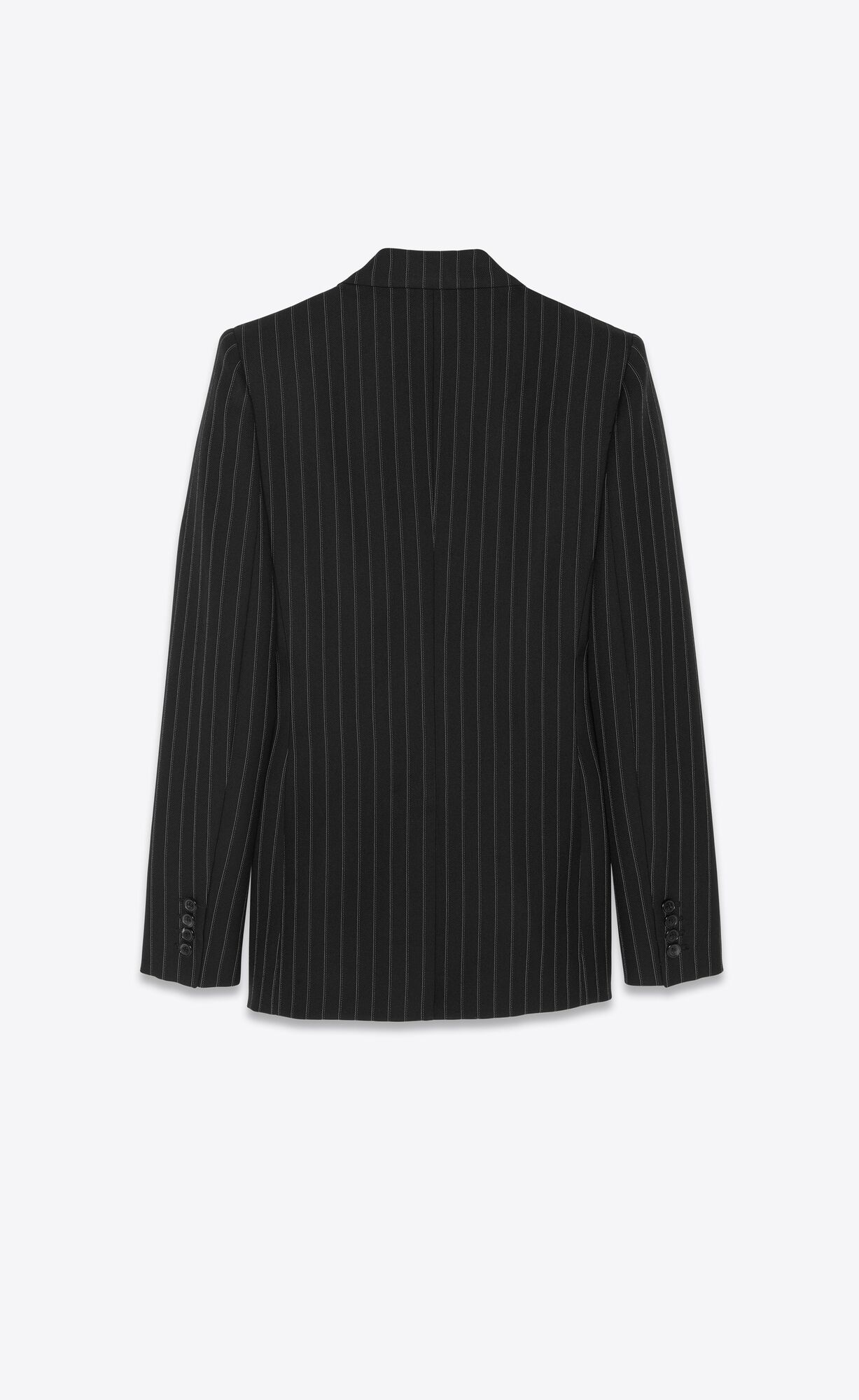 YSL Double-breasted Jacket In Gestreift Wolle Noir Craie | 38095-TIOC