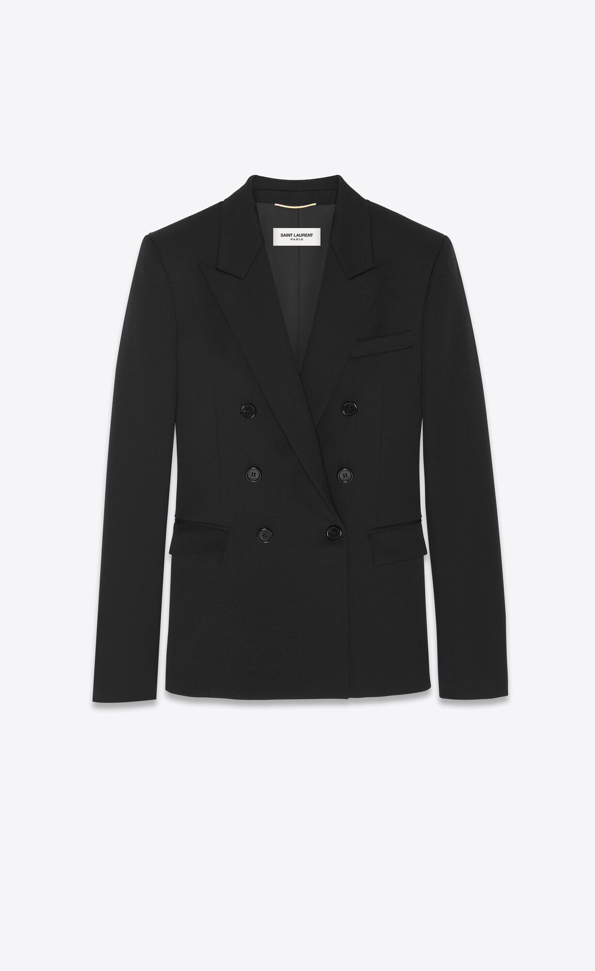 YSL Double-breasted Jacket In Grain De Poudre Noir | 92701-FZWX