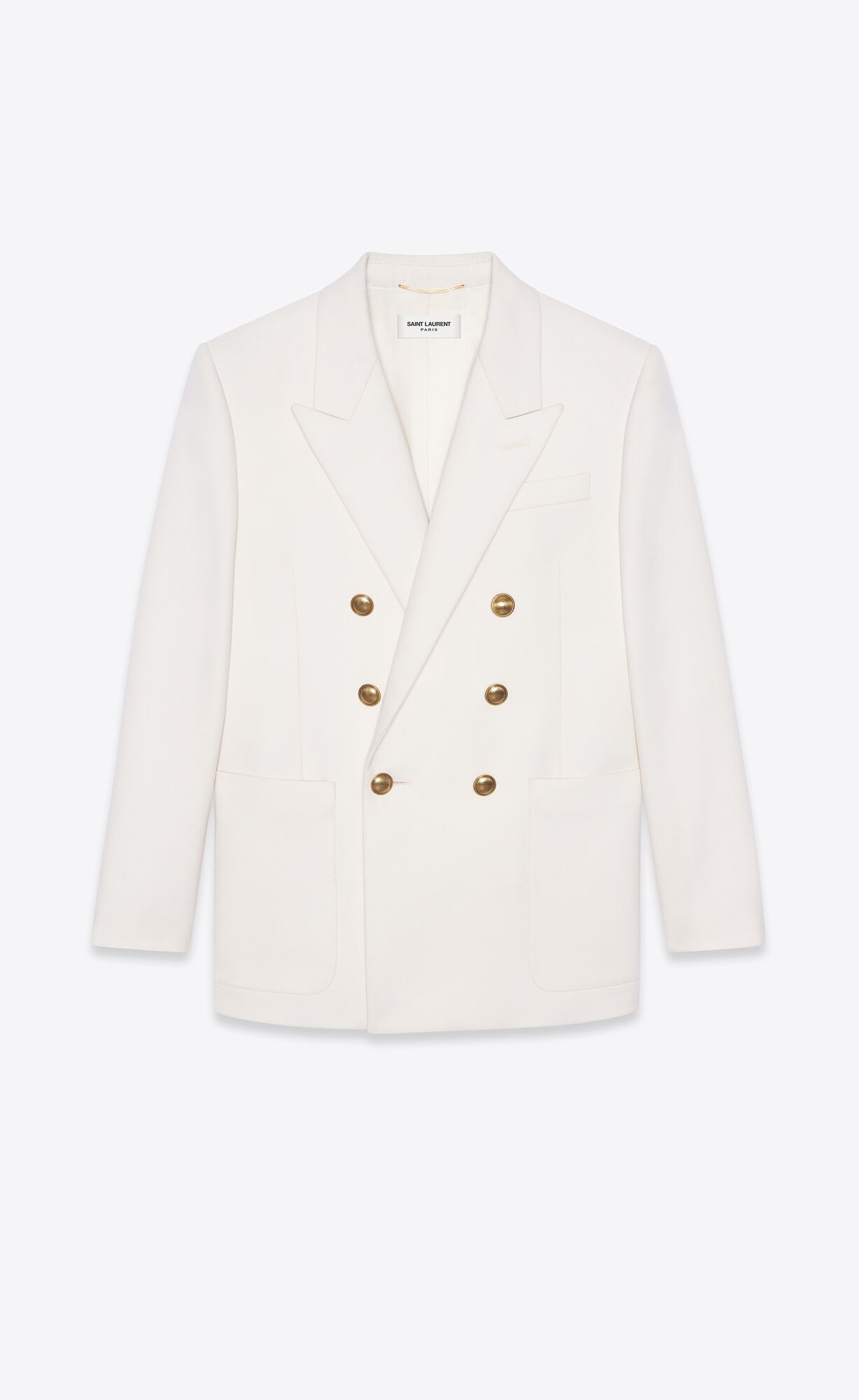 YSL Double-breasted Jacket In Wolle Twill Chalk | 70183-SGRT