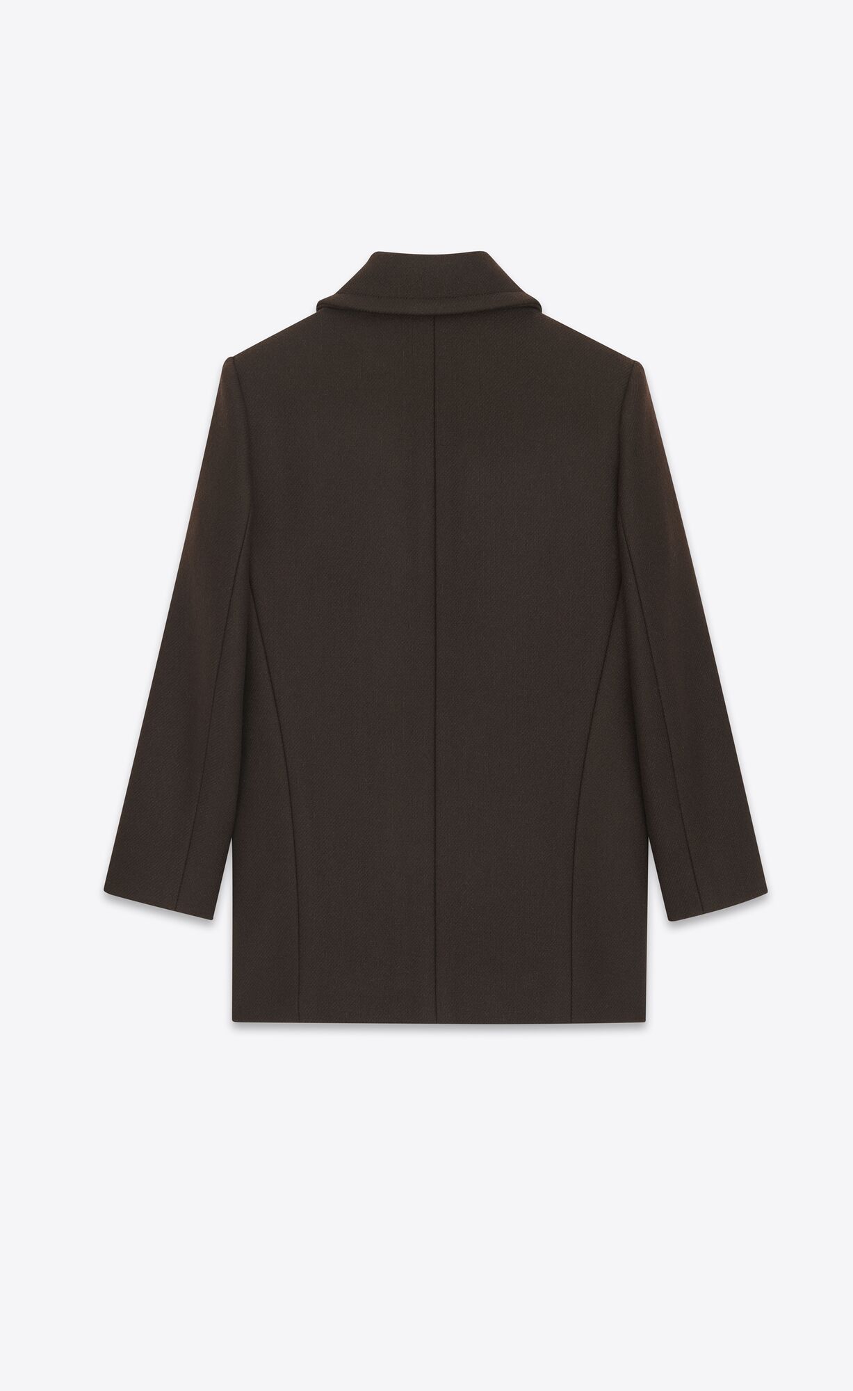 YSL Double-breasted Peacoat In Wolle Gabardine Marron Fonce | 51326-KGPL