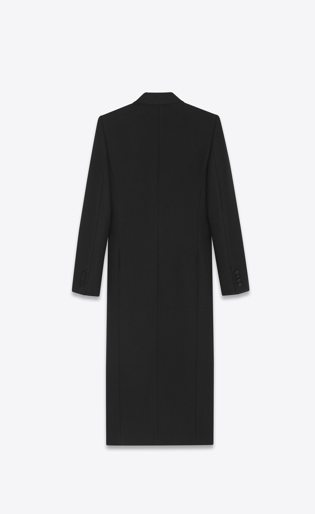 YSL Double-breasted Tuxedo Coat In Crepe Wolle Noir | 02149-CFHV