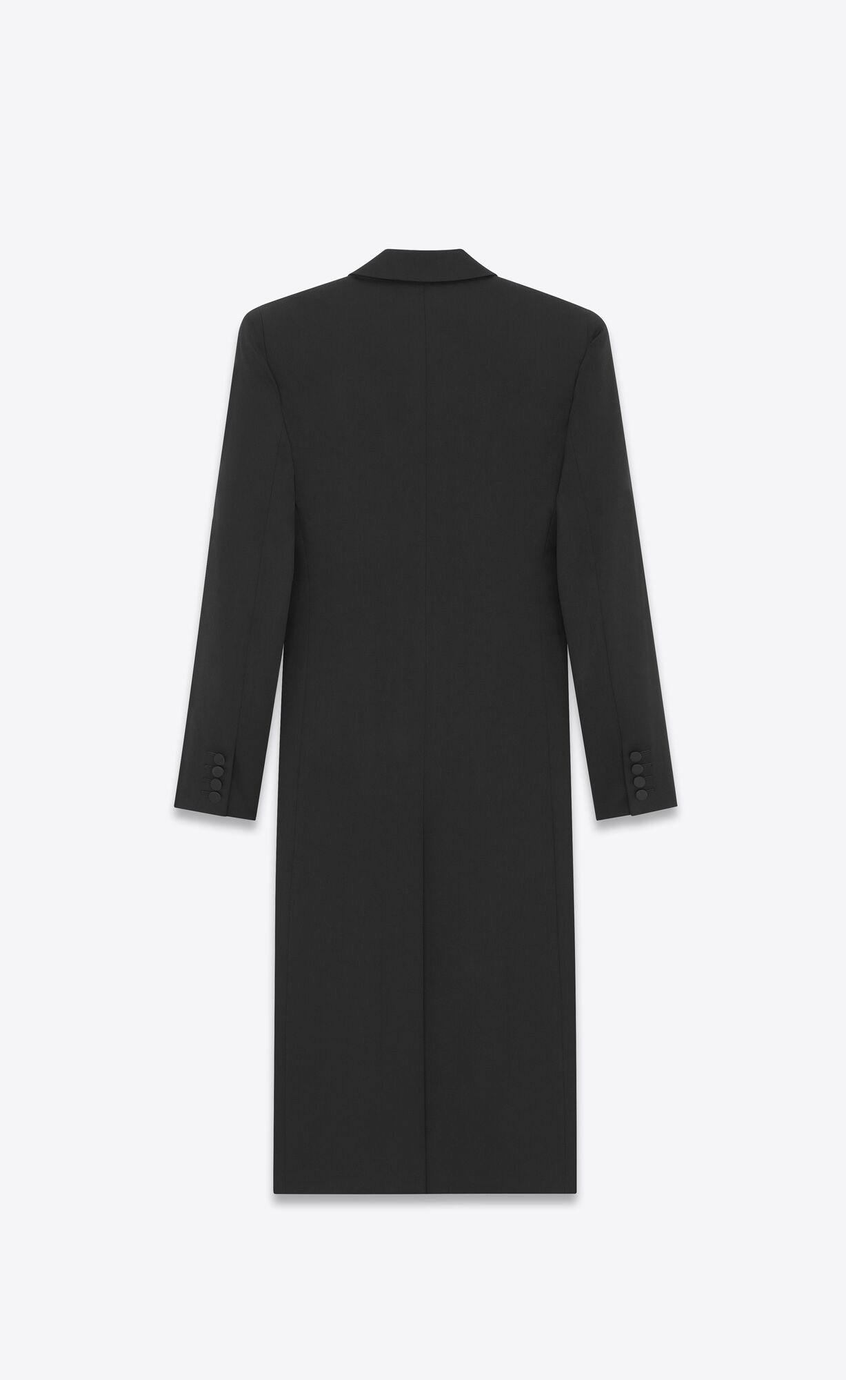 YSL Double-breasted Tuxedo Coat In Satin Wolle Schwarz | 63071-KDVR