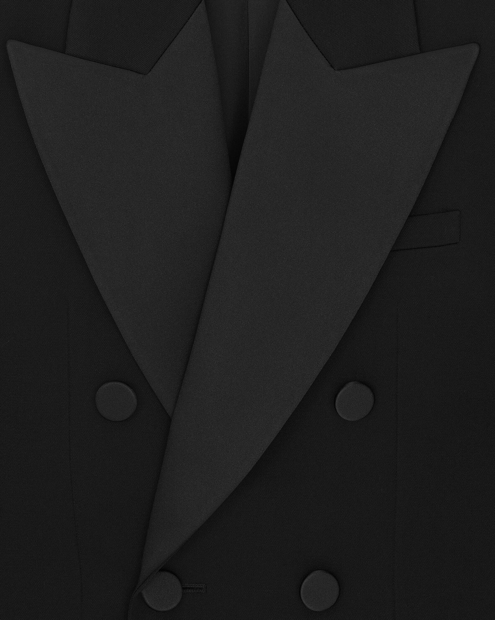 YSL Double-breasted Tuxedo Jacket In Grain De Poudre Schwarz | 10376-YWFX