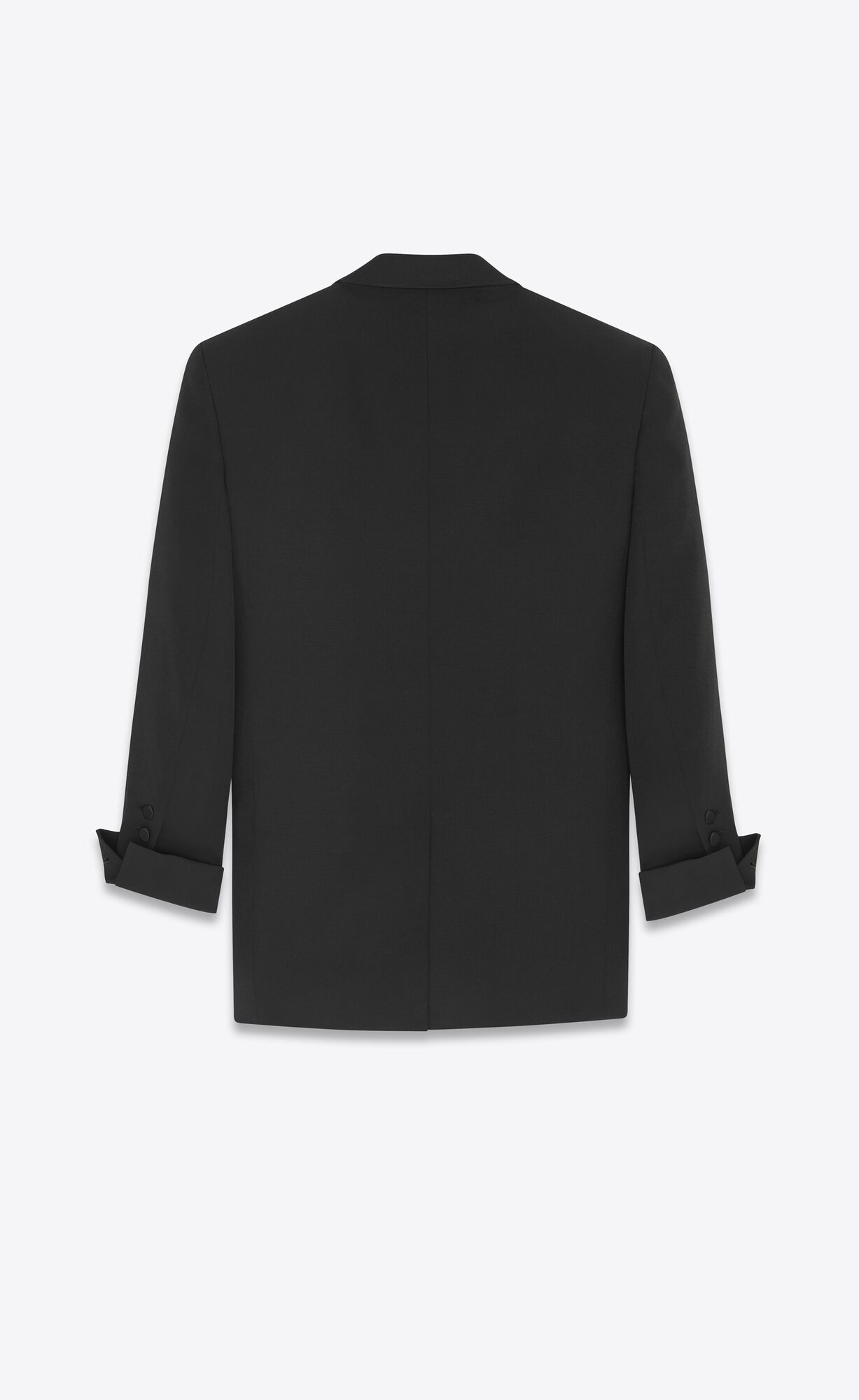 YSL Double-breasted Tuxedo Jacket In Grain De Poudre Noir | 13405-SMKJ