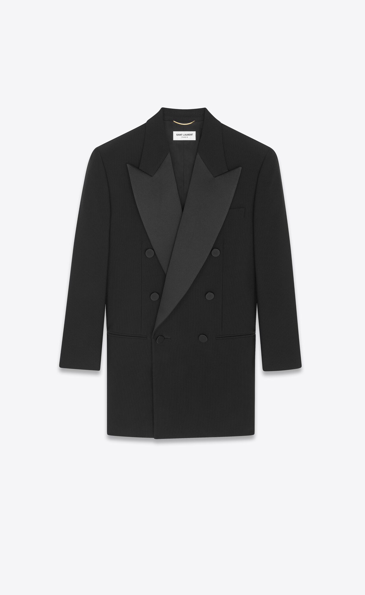 YSL Double-breasted Tuxedo Jacket In Wolle Noir | 45029-EPYJ