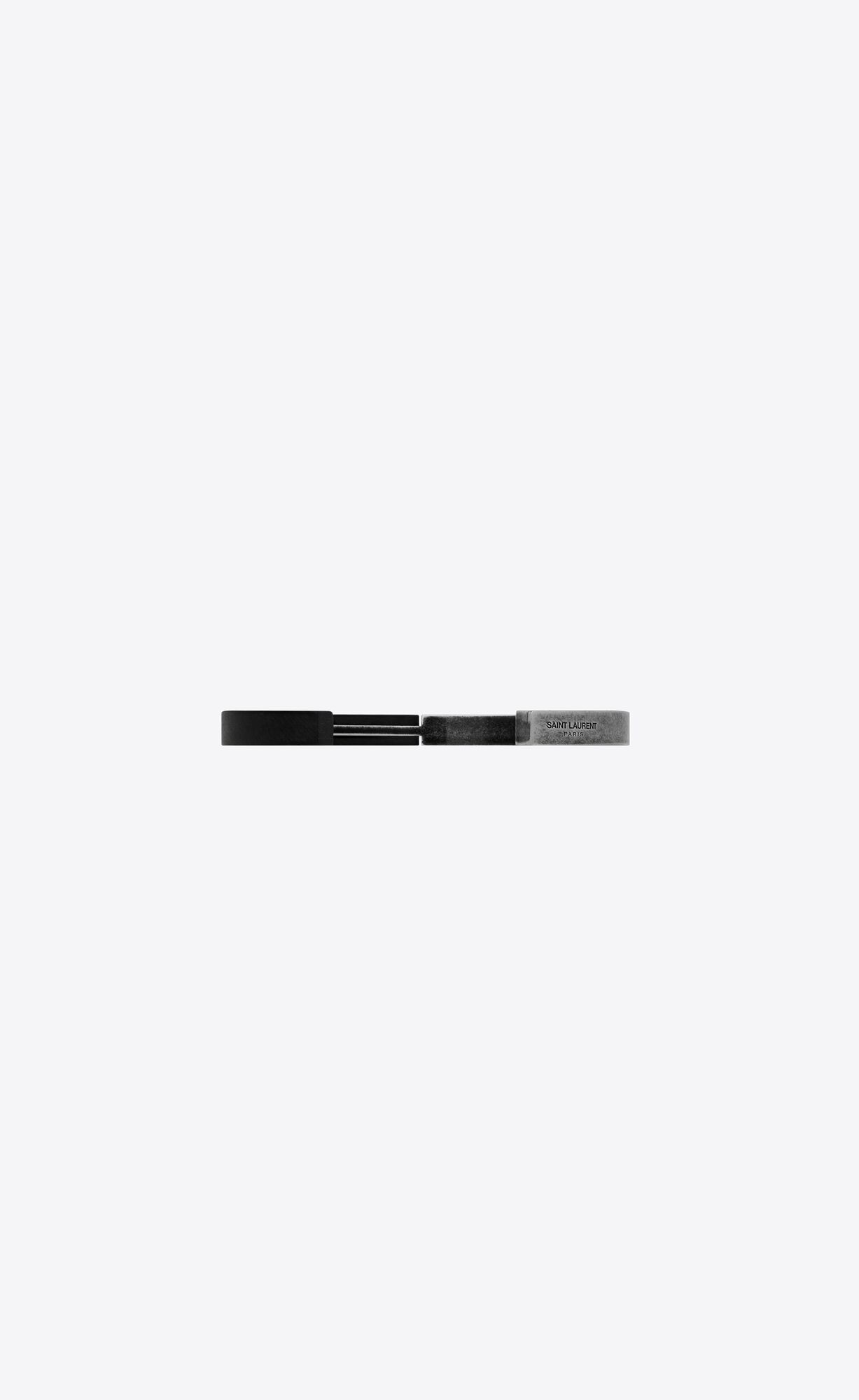 YSL Duet Bracelet In Metal And Wood Silber Dunkelbraun | 93258-RSOW