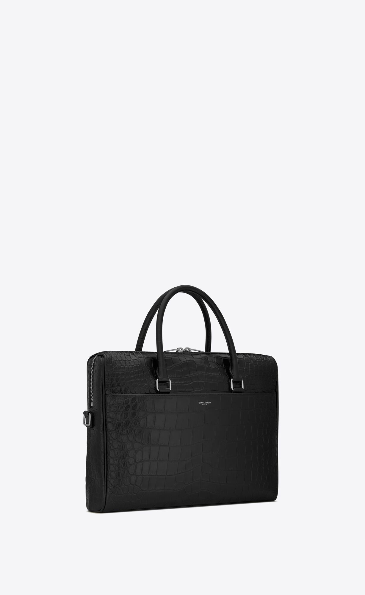 YSL Duffle Saint Laurent Briefcase Bag In Crocodile-embossed Matte Leder Schwarz | 94206-UFTS