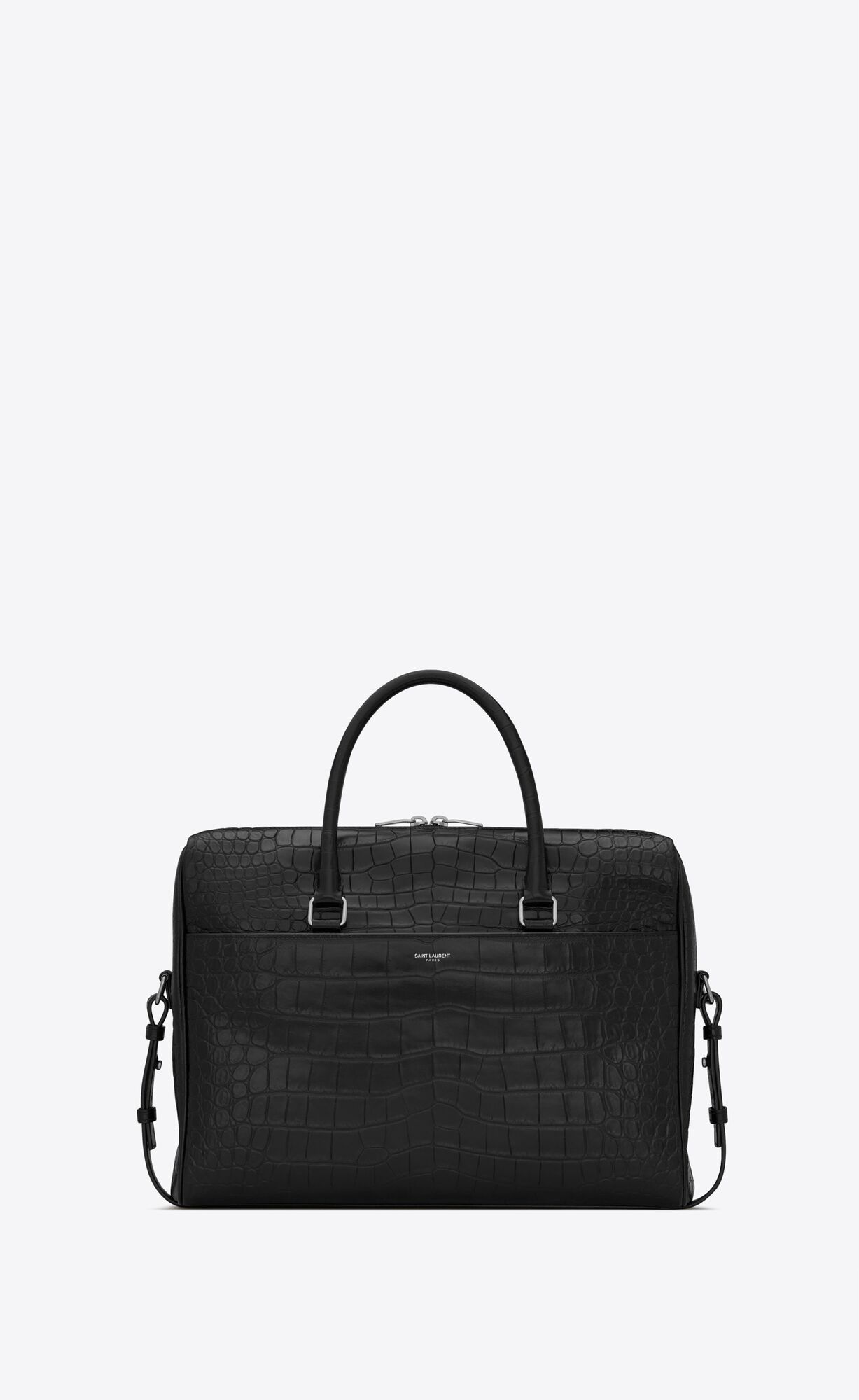 YSL Duffle Saint Laurent Briefcase Bag In Crocodile-embossed Matte Leder Schwarz | 94206-UFTS