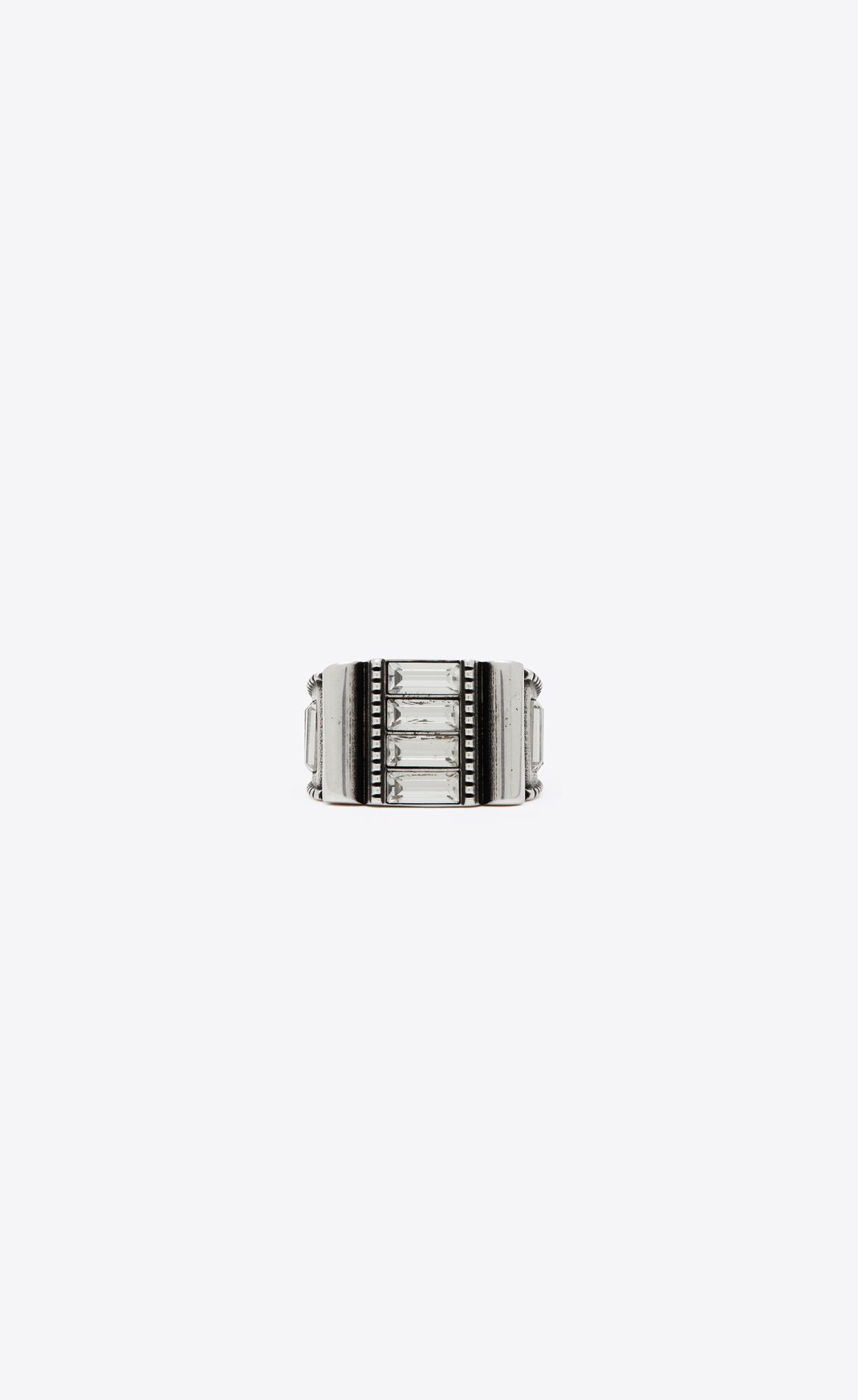 YSL Empire Rhinestone Ring In Metal Silber | 34716-IMZG