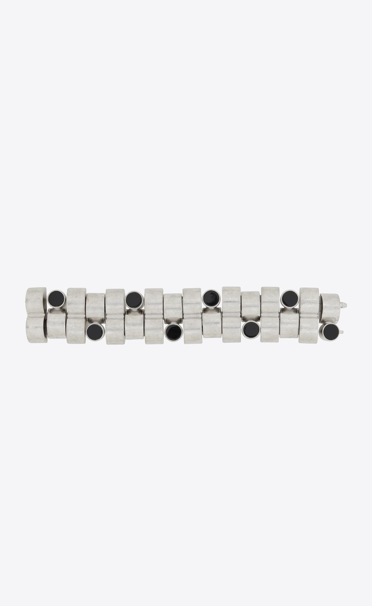 YSL Engrenages Bracelet In Metal And Resin Silber Schwarz | 62753-NJIA