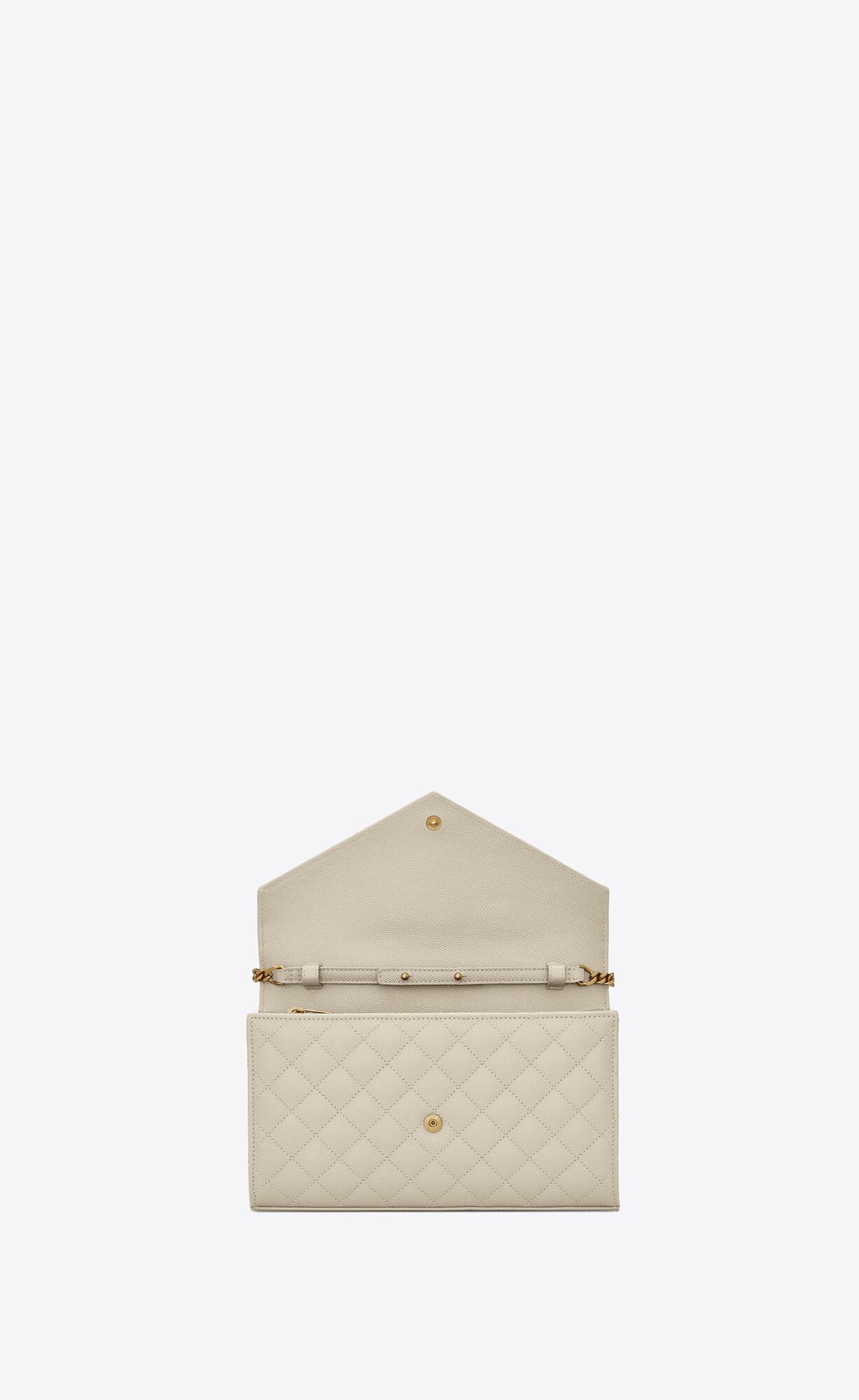 YSL Envelope Chain Wallet In Mix Matelassé Grain De Poudre Embossed Leder Blanc Vintage | 39761-APOZ