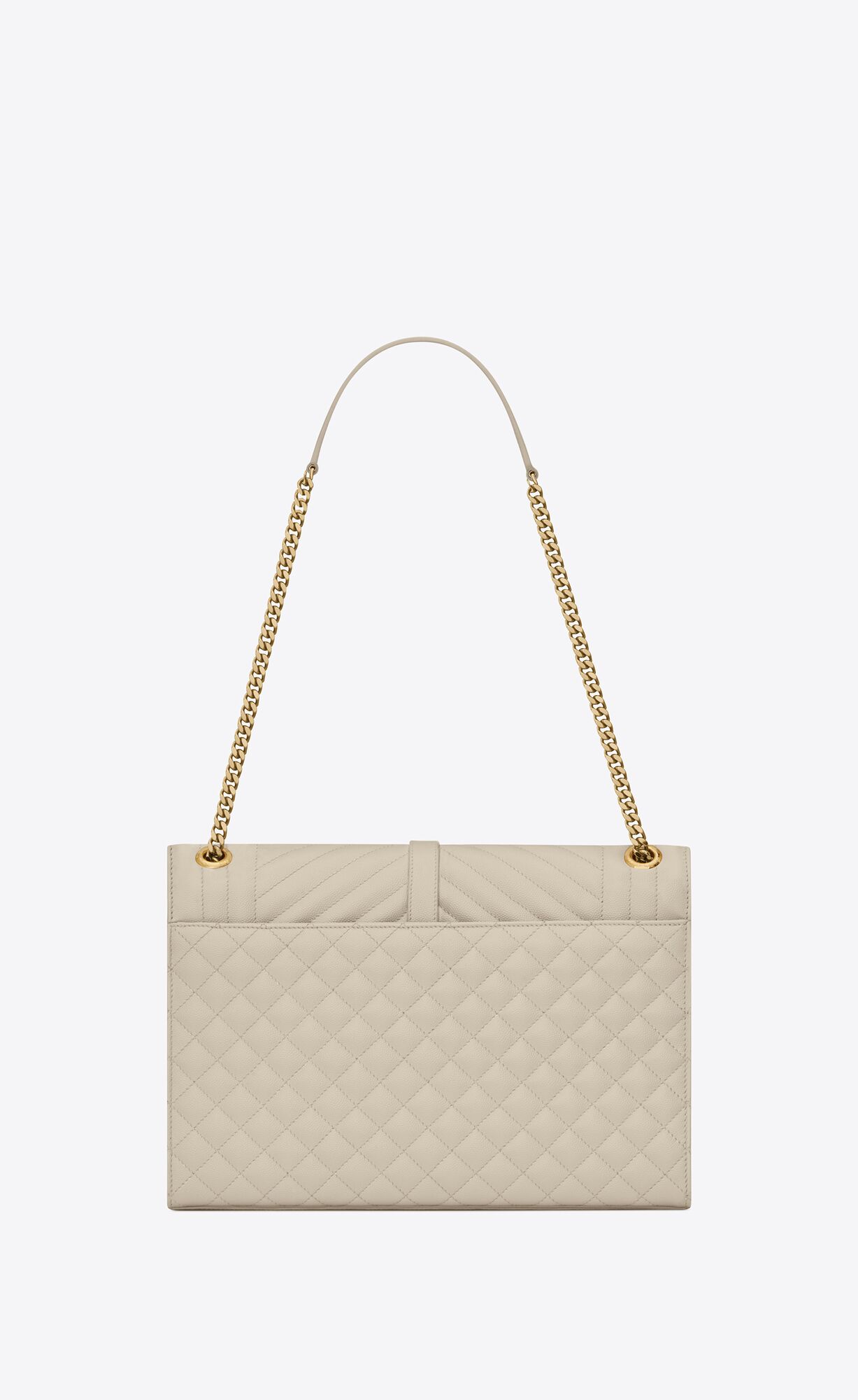 YSL Envelope Large Bag In Mix Matelassé Grain De Poudre Embossed Leder Blanc Vintage | 32507-APRW