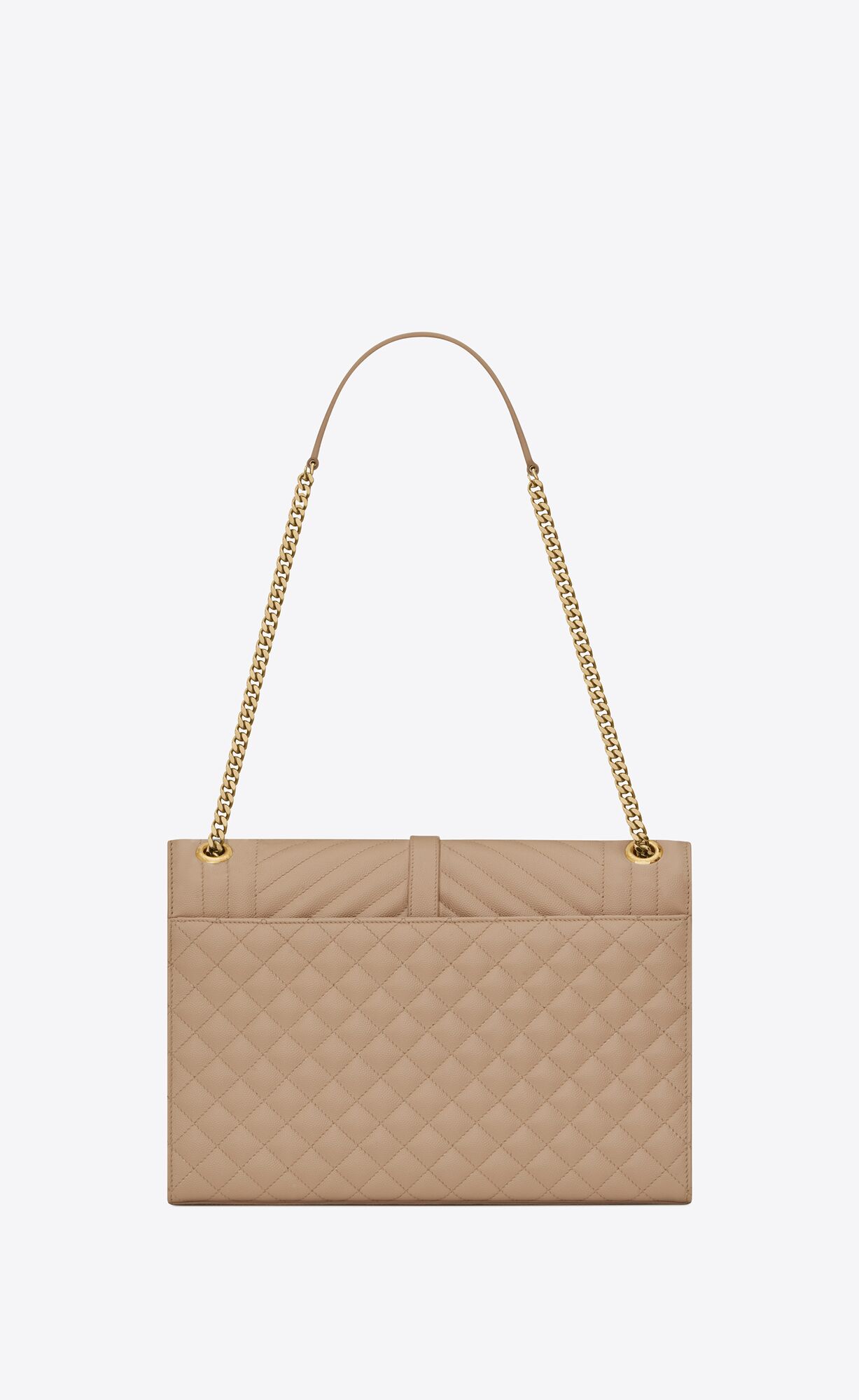 YSL Envelope Large Bag In Mix Matelassé Grain De Poudre Embossed Leder Dunkelbeige | 70963-REVY