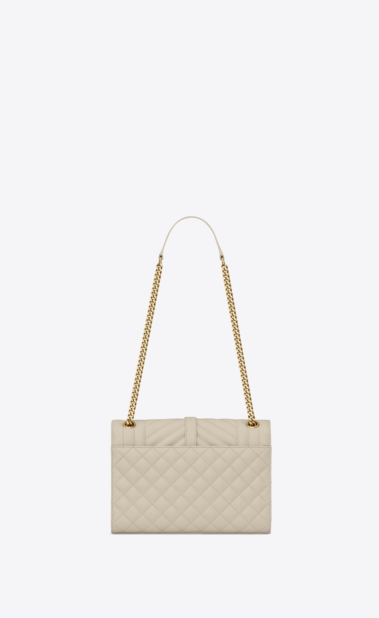 YSL Envelope Medium Chain Bag In Mix Matelassé Grain De Poudre Embossed Leder Blanc Vintage | 14037-JVHK