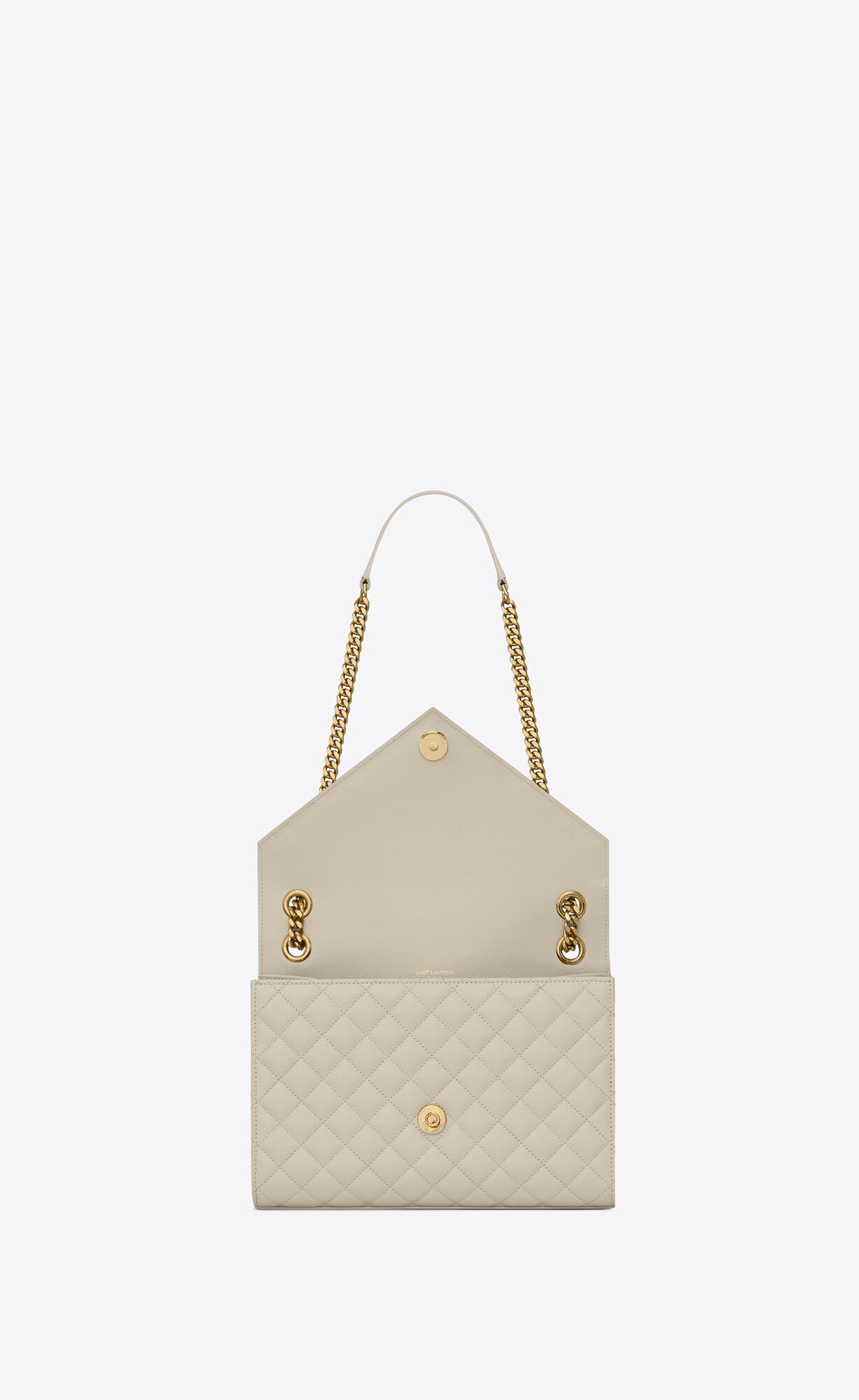 YSL Envelope Medium Chain Bag In Mix Matelassé Grain De Poudre Embossed Leder Blanc Vintage | 14037-JVHK