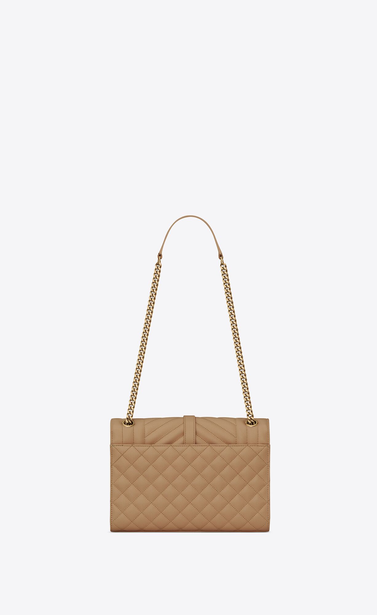 YSL Envelope Medium Chain Bag In Mix Matelassé Grain De Poudre Embossed Leder Grau Braun | 21456-FKOM