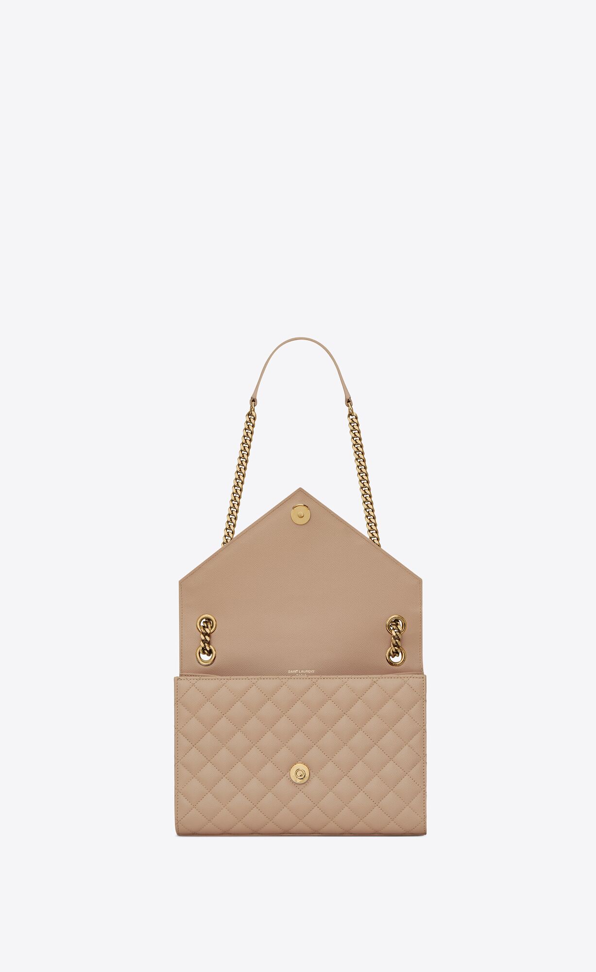 YSL Envelope Medium Chain Bag In Mix Matelassé Grain De Poudre Embossed Leder Dunkelbeige | 59068-LWFQ