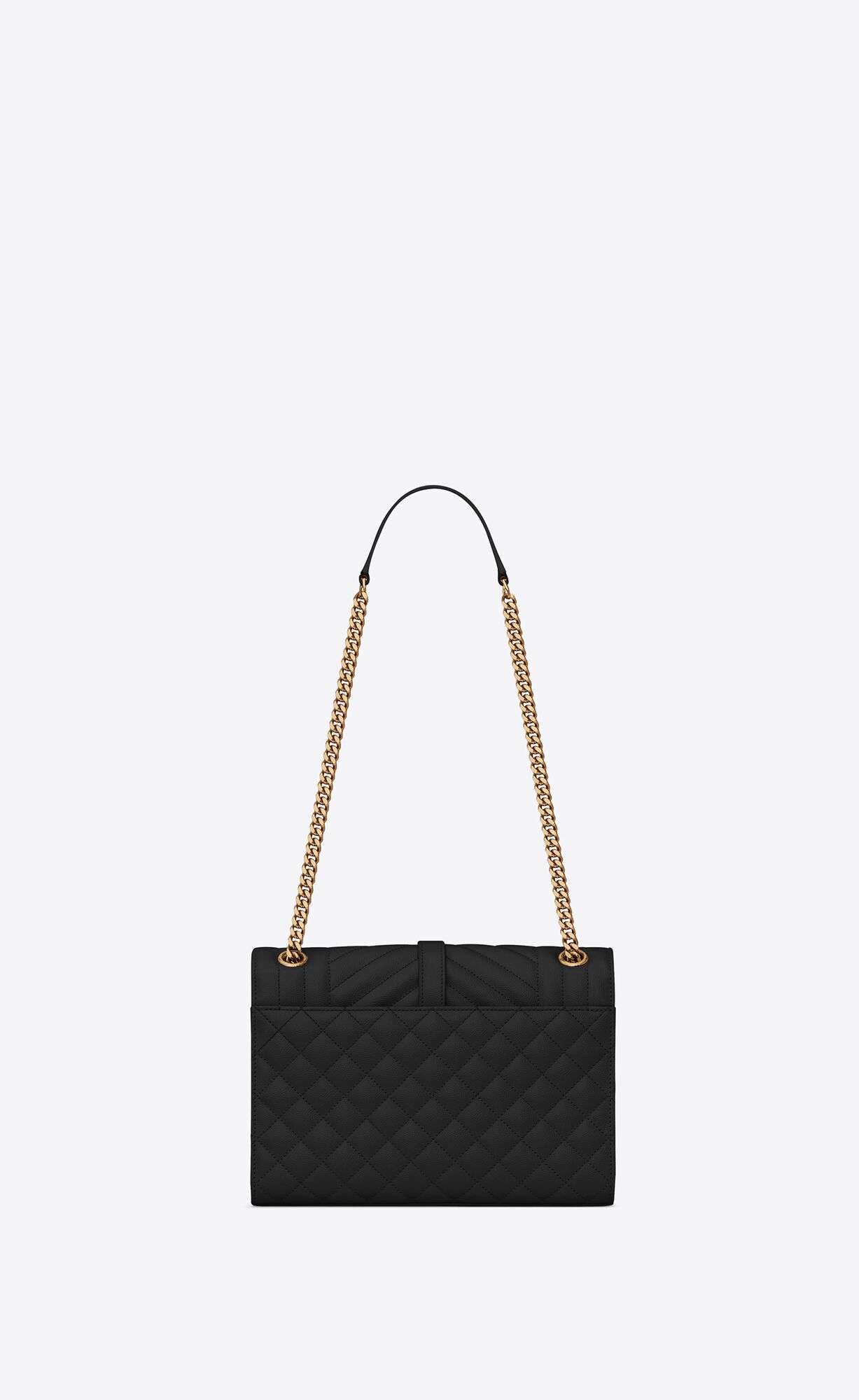 YSL Envelope Medium Chain Bag In Mix Matelassé Grain De Poudre Embossed Leder Noir | 59617-ROAX