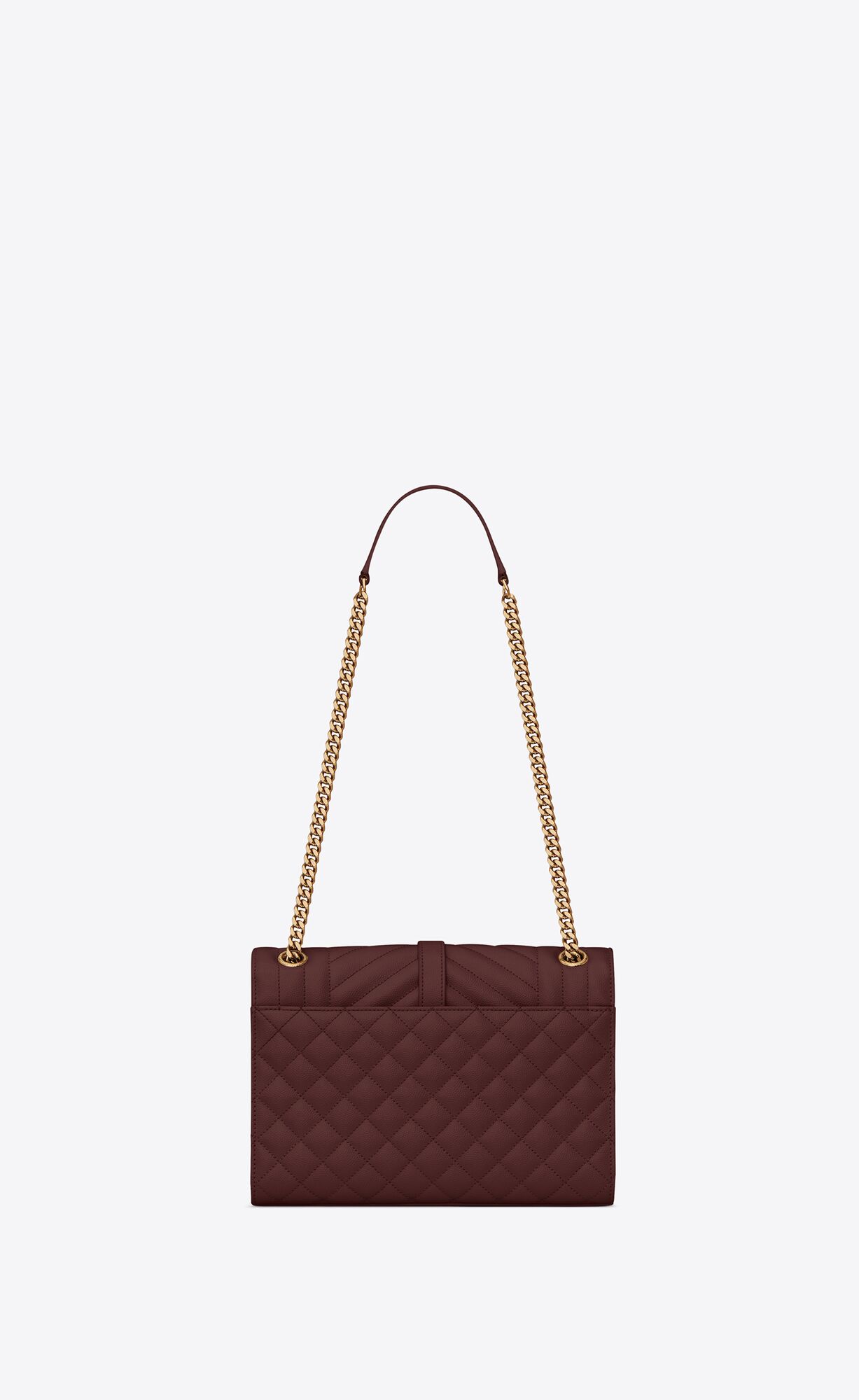 YSL Envelope Medium Chain Bag In Mix Matelassé Grain De Poudre Embossed Leder Dunkelrot | 62475-MKDG