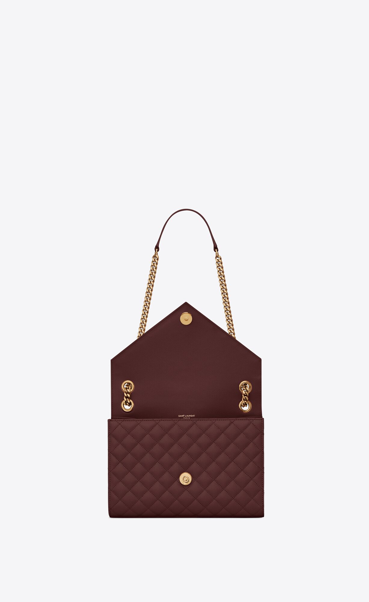 YSL Envelope Medium Chain Bag In Mix Matelassé Grain De Poudre Embossed Leder Dunkelrot | 62475-MKDG