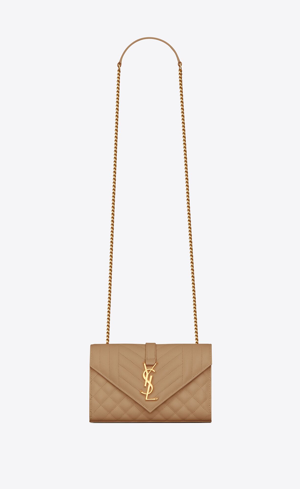 YSL Envelope Small Bag In Mix Matelassé Grain De Poudre Embossed Leder Grau Braun | 08451-IONZ