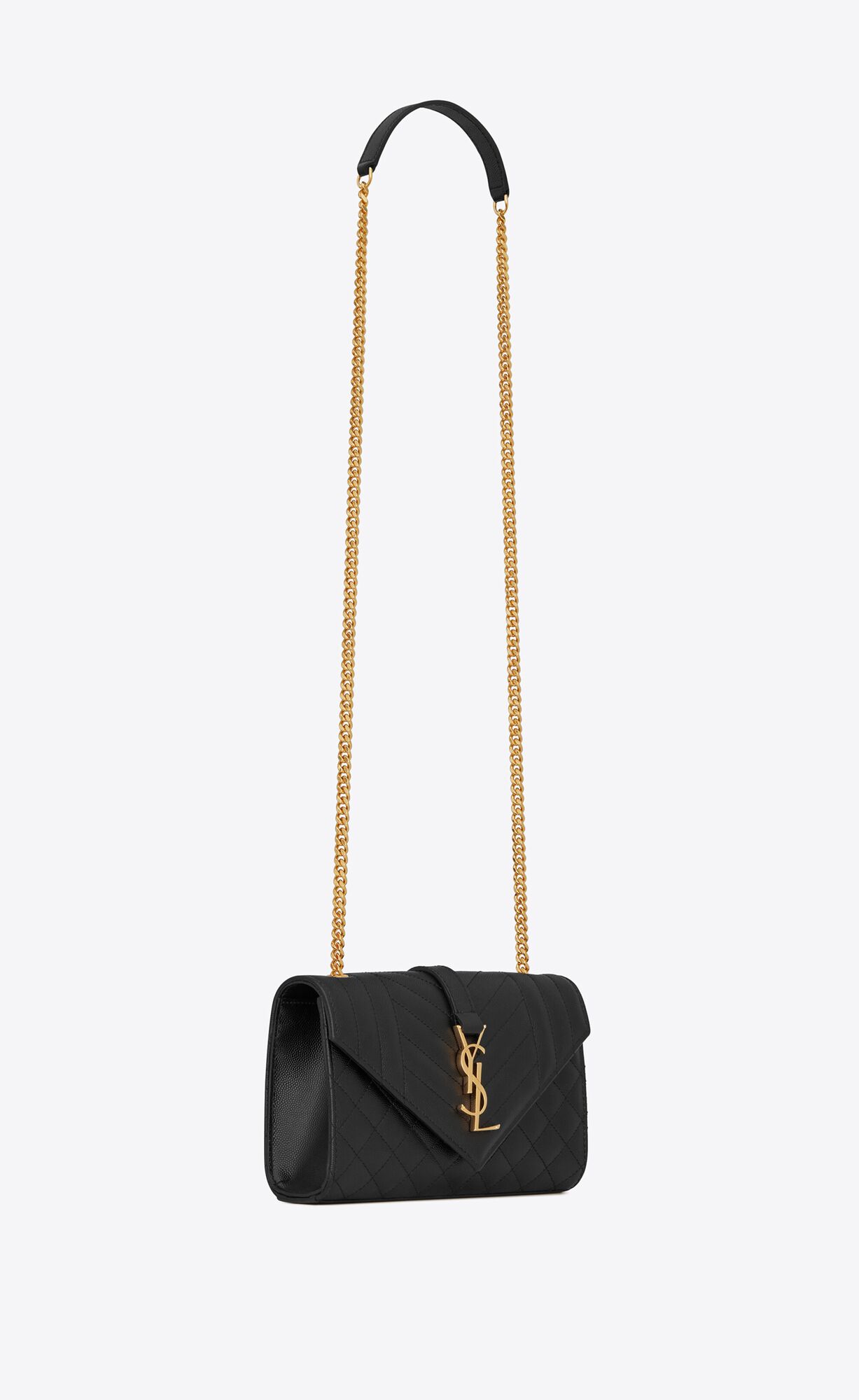 YSL Envelope Small Bag In Mix Matelassé Grain De Poudre Embossed Leder Noir | 78543-ZHBM