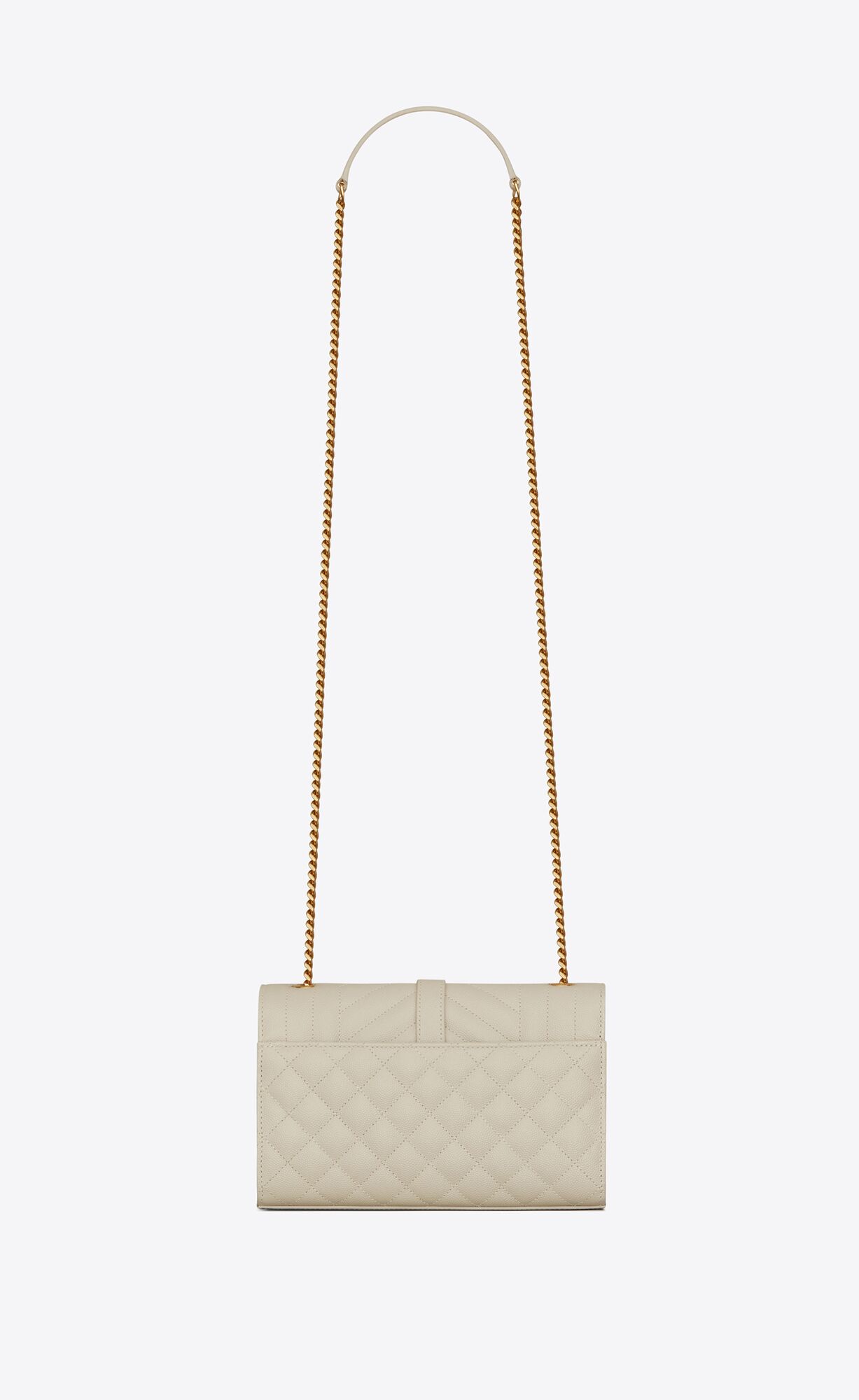 YSL Envelope Small Bag In Mix Matelassé Grain De Poudre Embossed Leder Blanc Vintage | 79021-BEDT