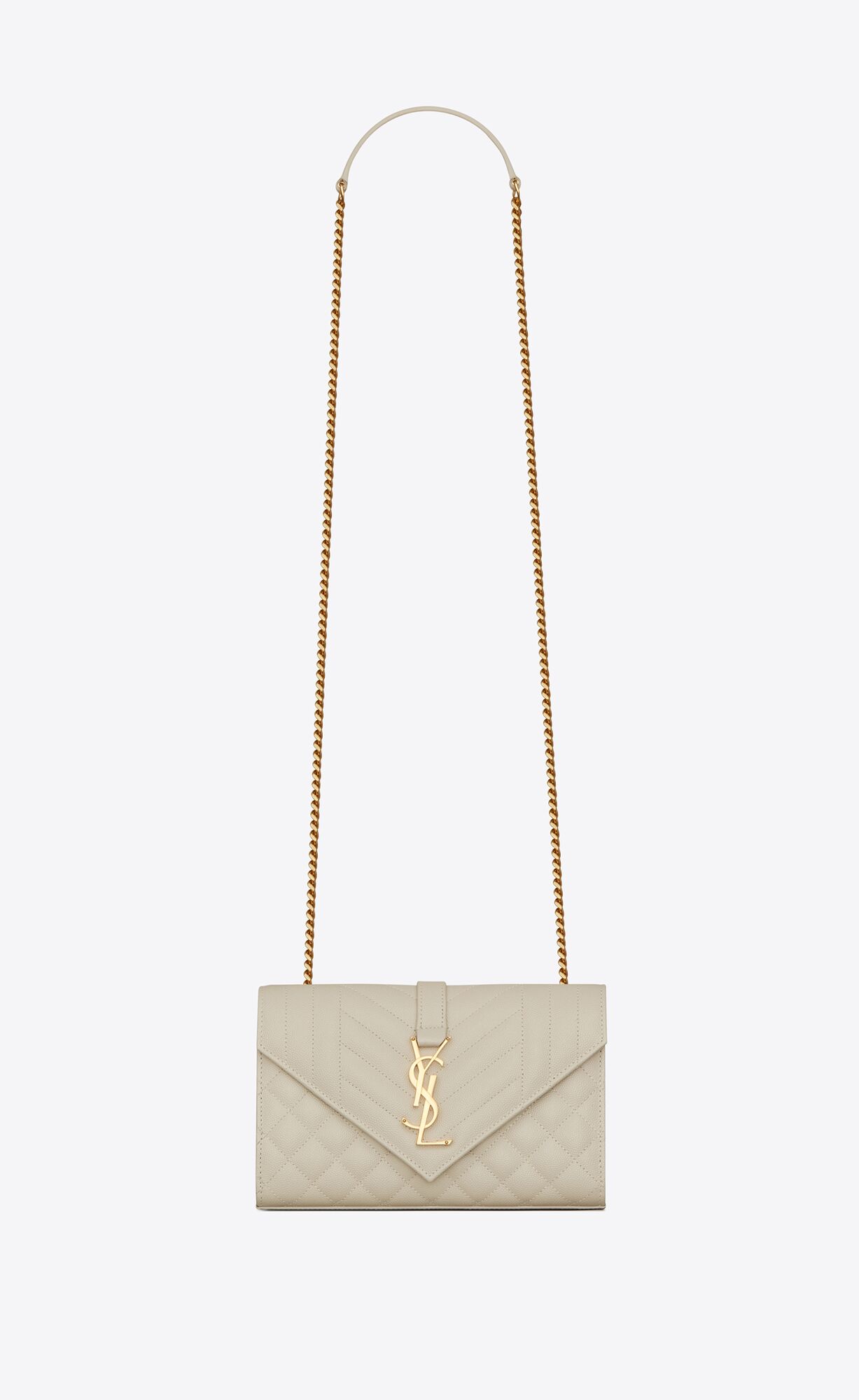 YSL Envelope Small Bag In Mix Matelassé Grain De Poudre Embossed Leder Blanc Vintage | 79021-BEDT