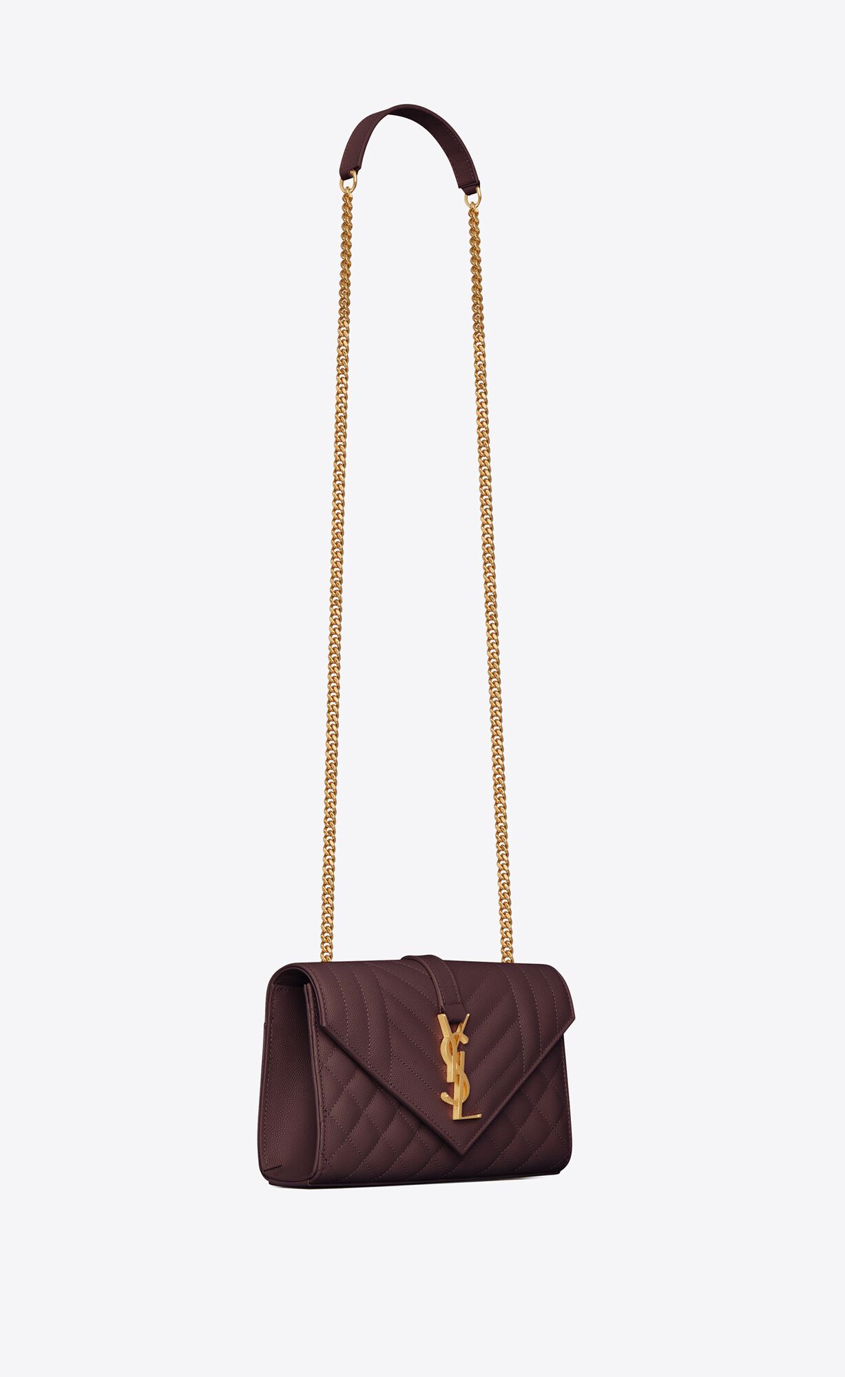 YSL Envelope Small Bag In Mix Matelassé Grain De Poudre Embossed Leder Dunkelrot | 92574-GJQP