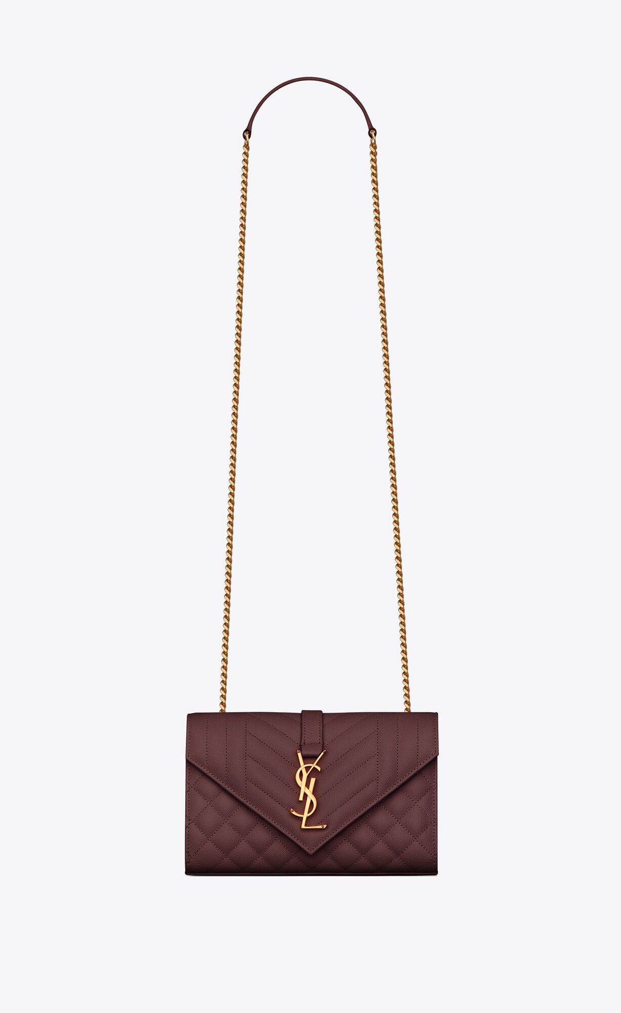 YSL Envelope Small Bag In Mix Matelassé Grain De Poudre Embossed Leder Dunkelrot | 92574-GJQP