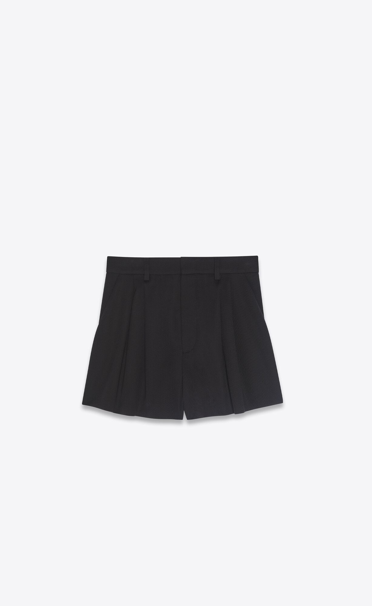 YSL Falten Shorts In Wolle Twill Schwarz | 96183-LWCQ