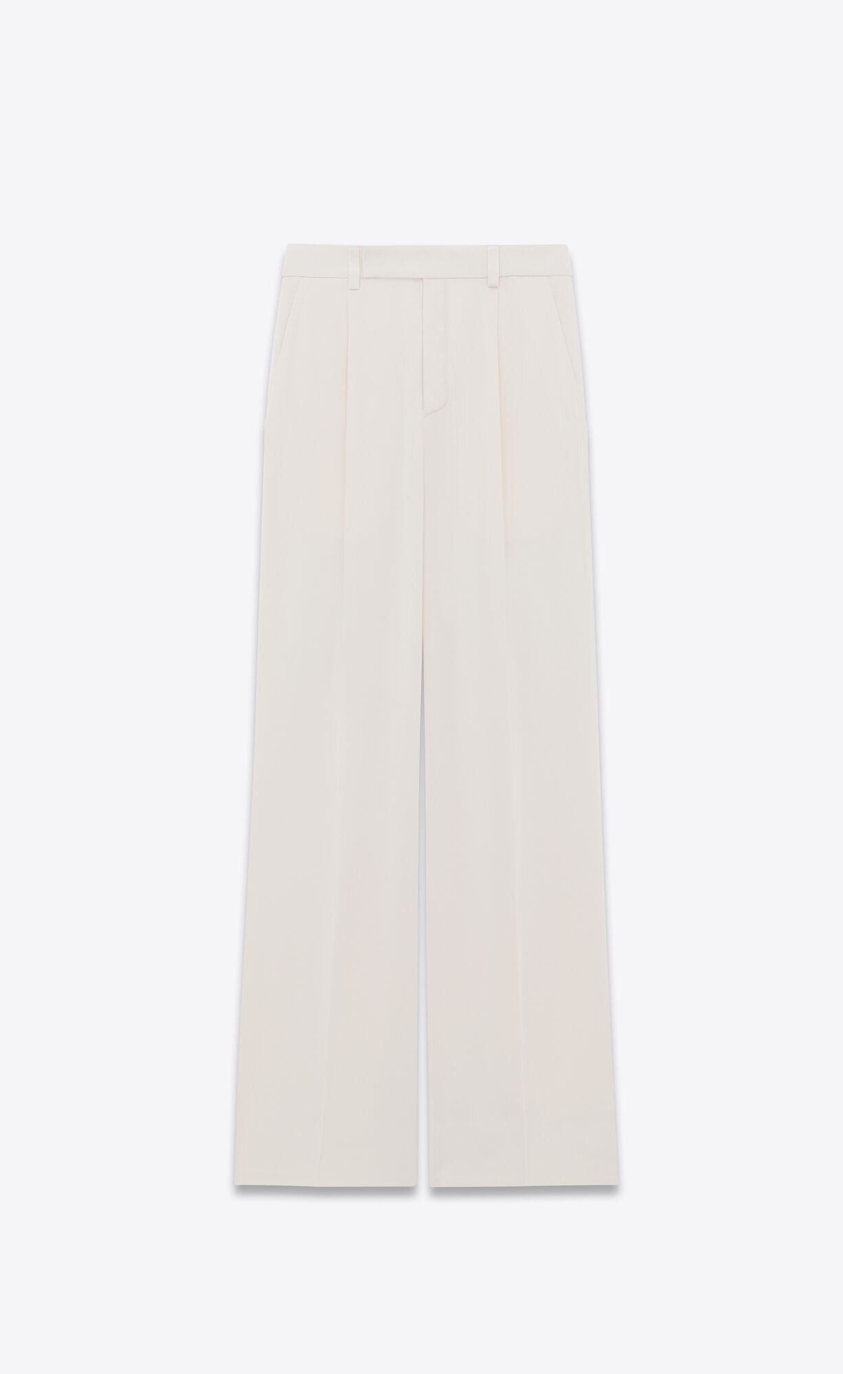 YSL Flared Pants In Crepe Satin Craie | 09782-JYFH