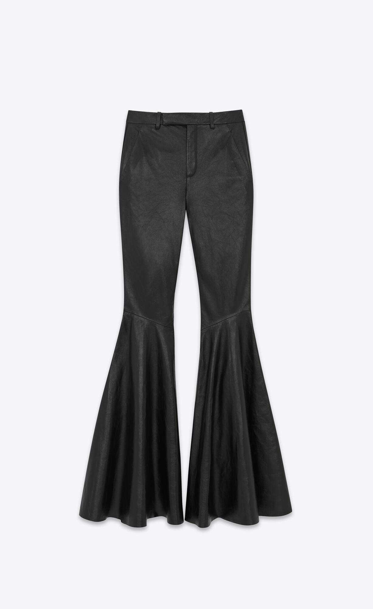 YSL Flared Pants In Shiny Lambskin Schwarz | 29475-LWUE