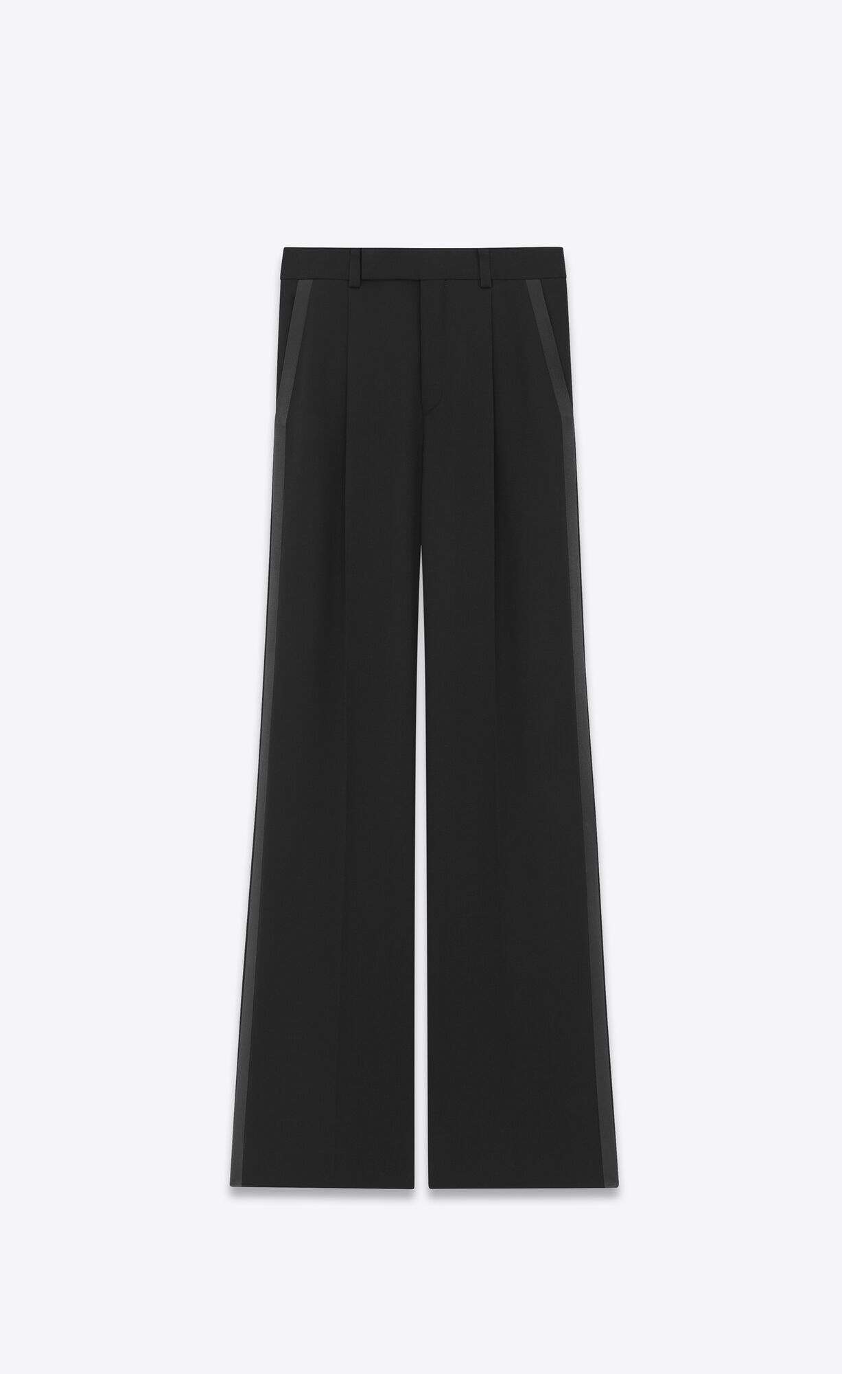 YSL Flared Tuxedo Pants In Grain De Poudre Schwarz | 56148-BPWX