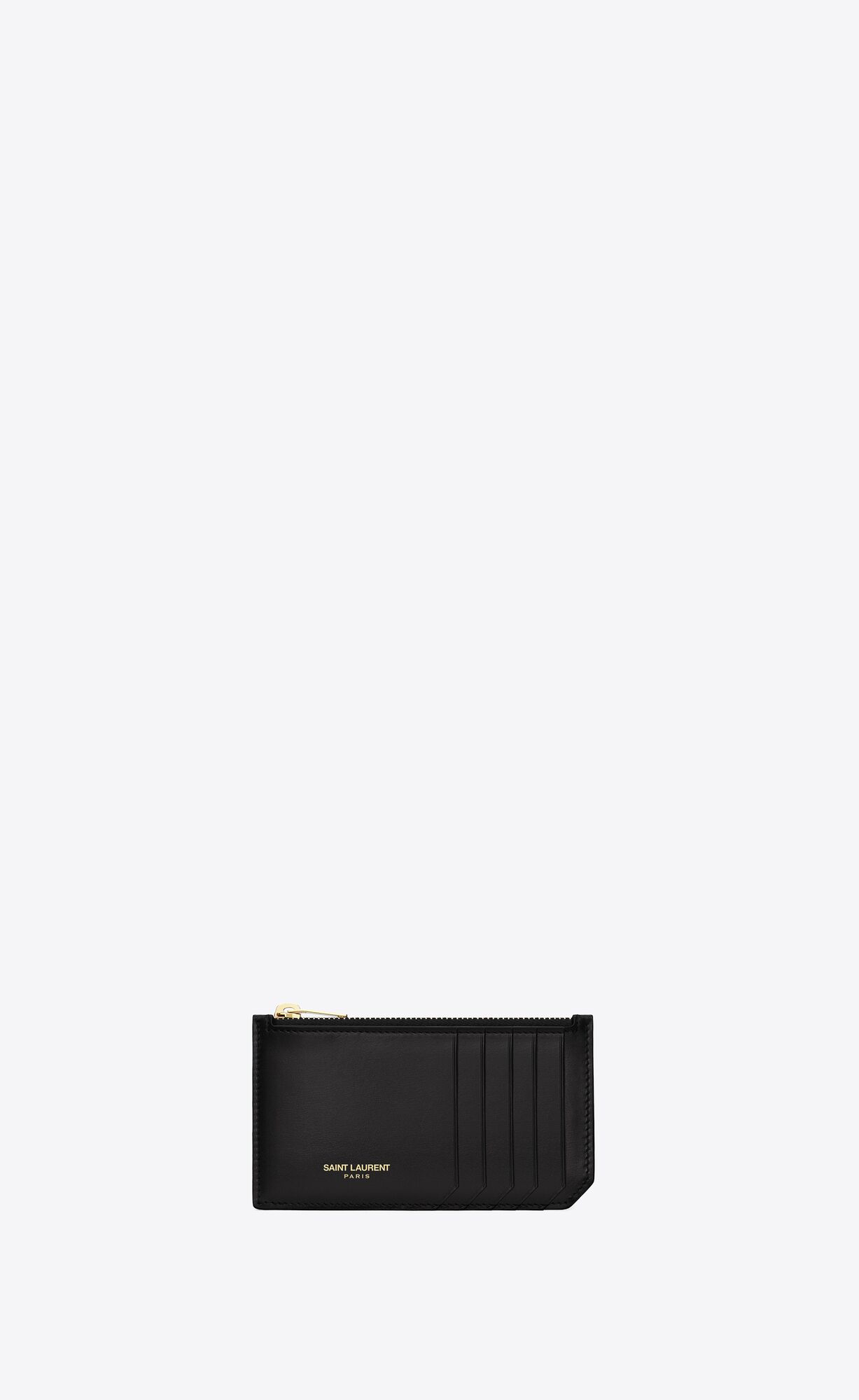 YSL Fragments Zipped Card Case In Smooth Leder Schwarz | 76529-GPZS