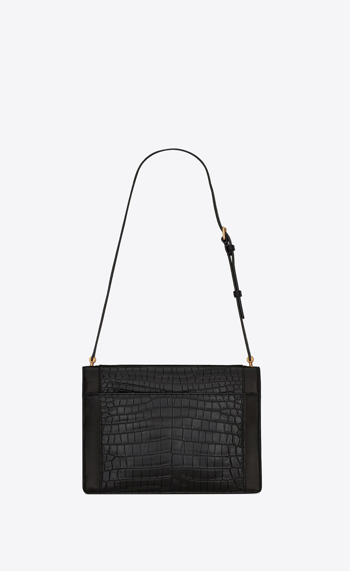 YSL Gaby Satchel In Crocodile-embossed Lacquered Leder And Lambskin Noir | 75106-SVOK