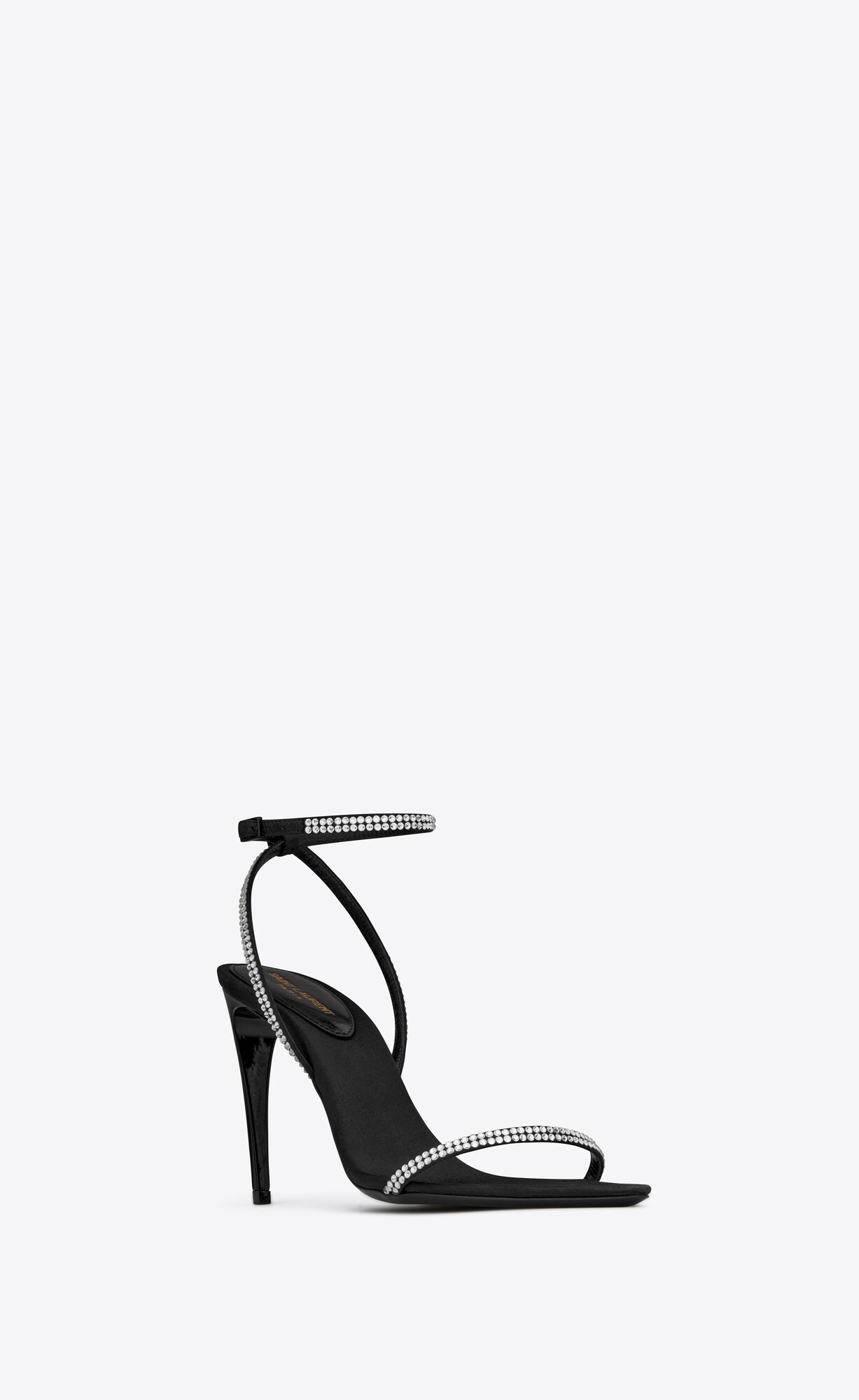 YSL Georgia Sandals In Crepe Satin With Rhinestones Schwarz | 57089-YXES