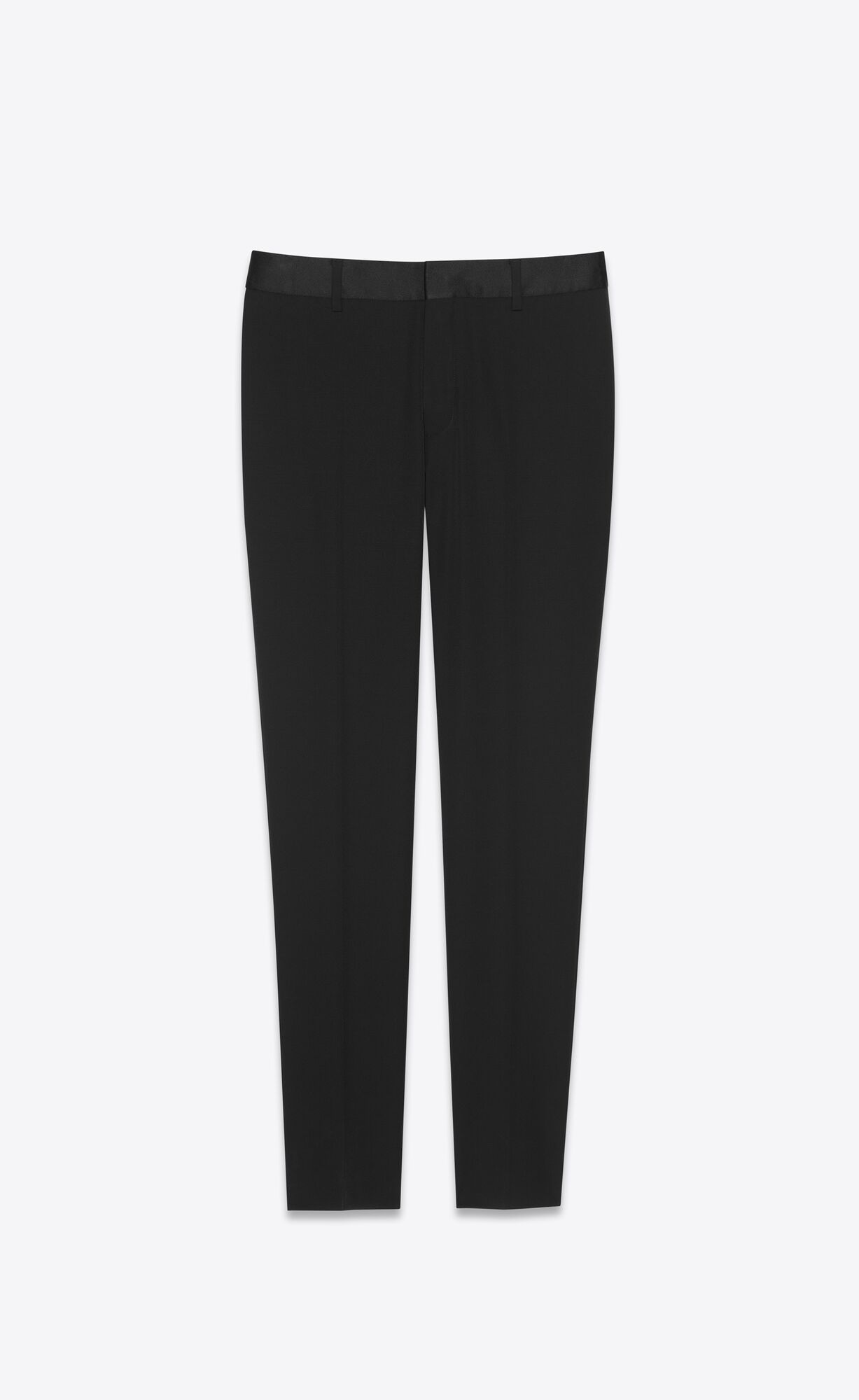 YSL Gerade-leg Tuxedo Pants In Grain De Poudre Schwarz | 40136-UTYH