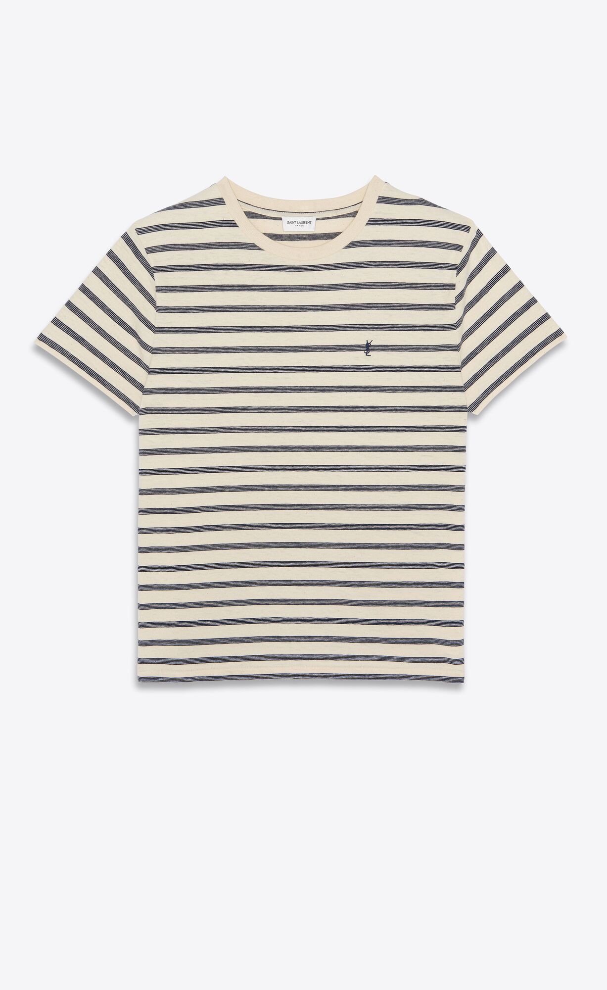 YSL Gestreift Cassandre T-shirt In Jersey Blau | 62547-IQKM