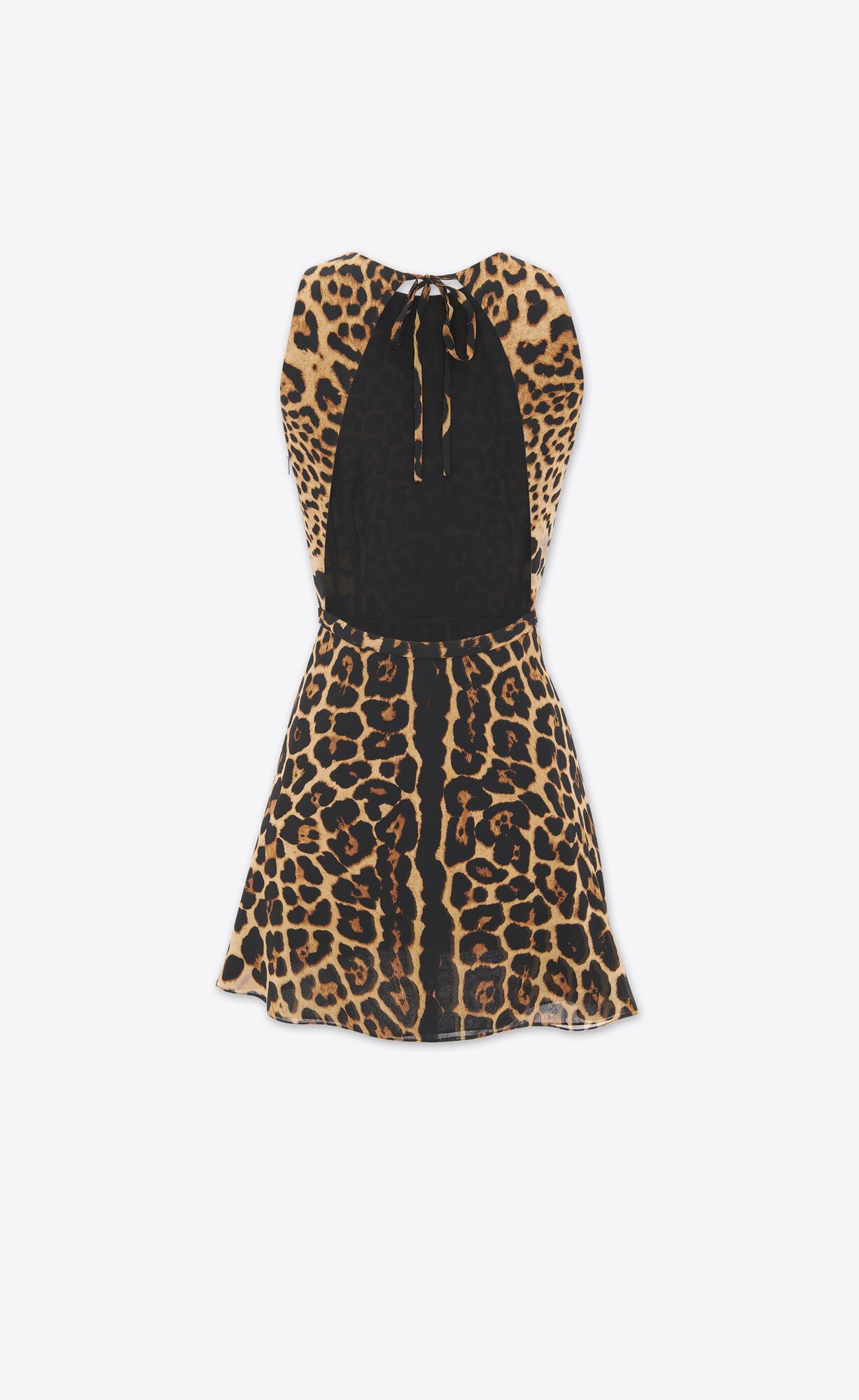 YSL Halterneck Kleider In Leopard Silk Georgette Leopard | 08179-PXCN