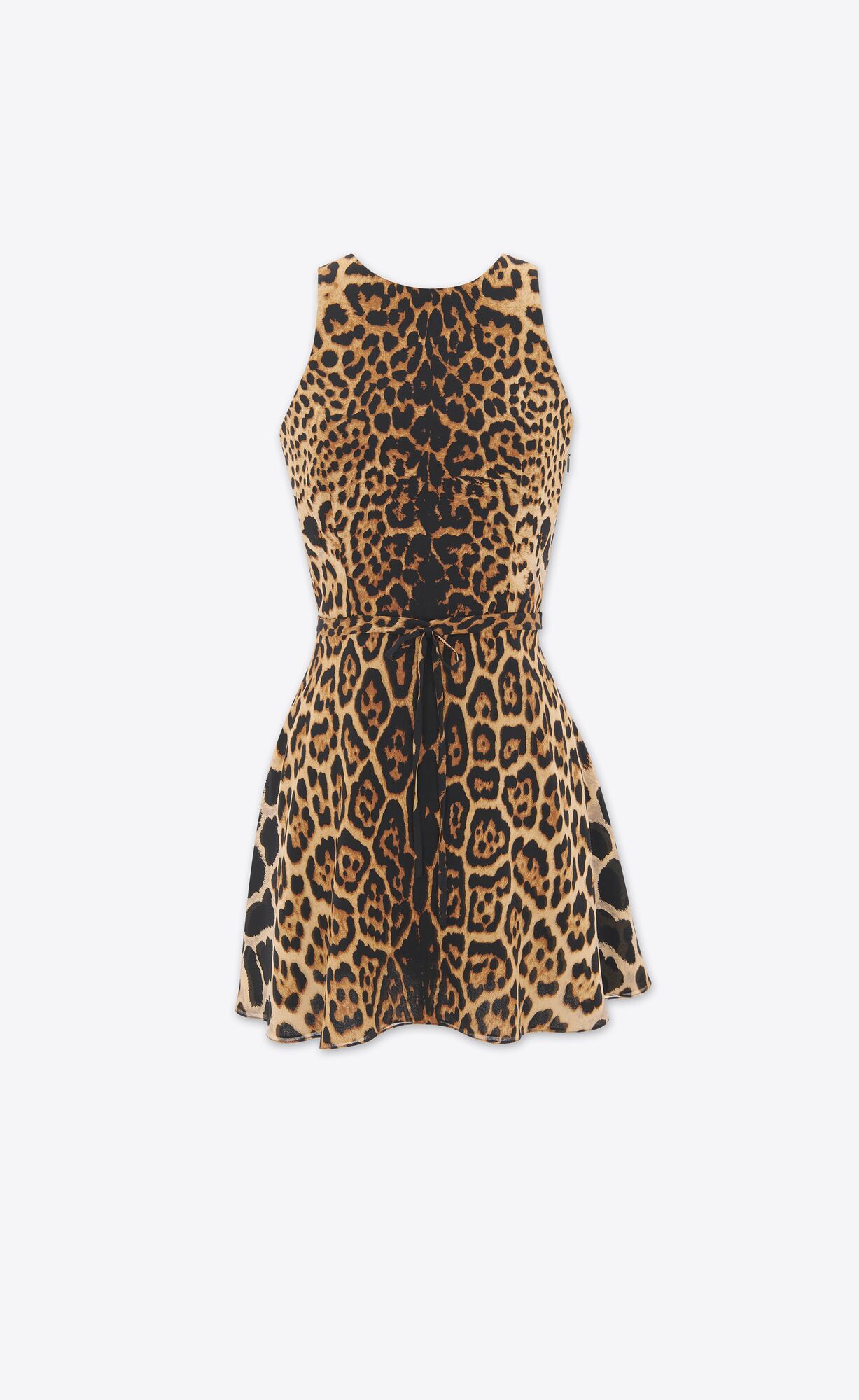 YSL Halterneck Kleider In Leopard Silk Georgette Leopard | 08179-PXCN