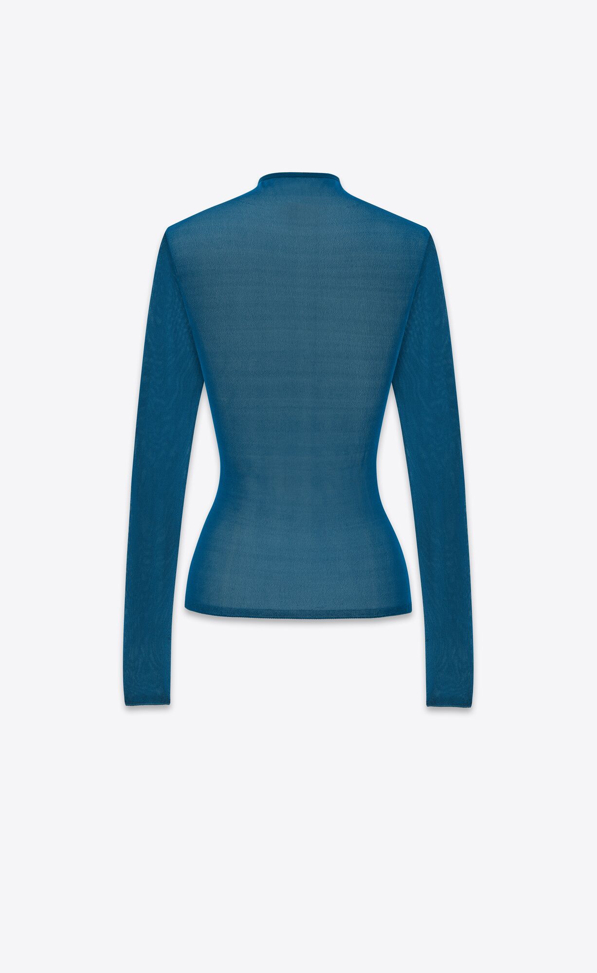 YSL High Neck Top In Silk Bleu Canard | 03146-RKWB