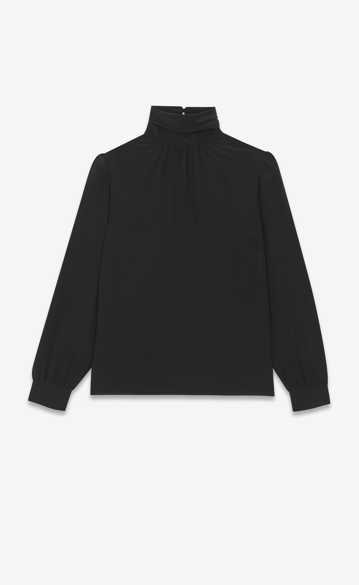 YSL High-neck Blouse In Crepe De Chine Schwarz | 61048-SHAV