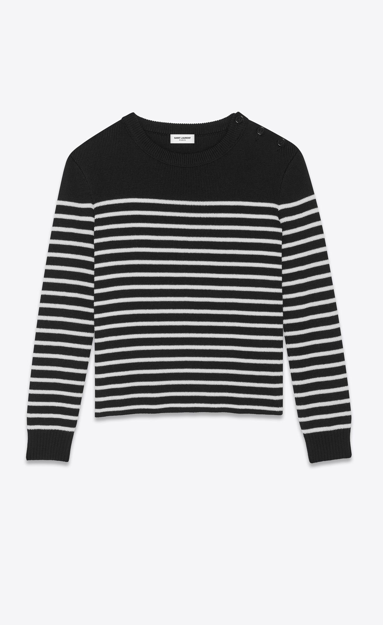 YSL High-neck Pullover In A Sailor Knit Schwarz | 41503-OGPQ